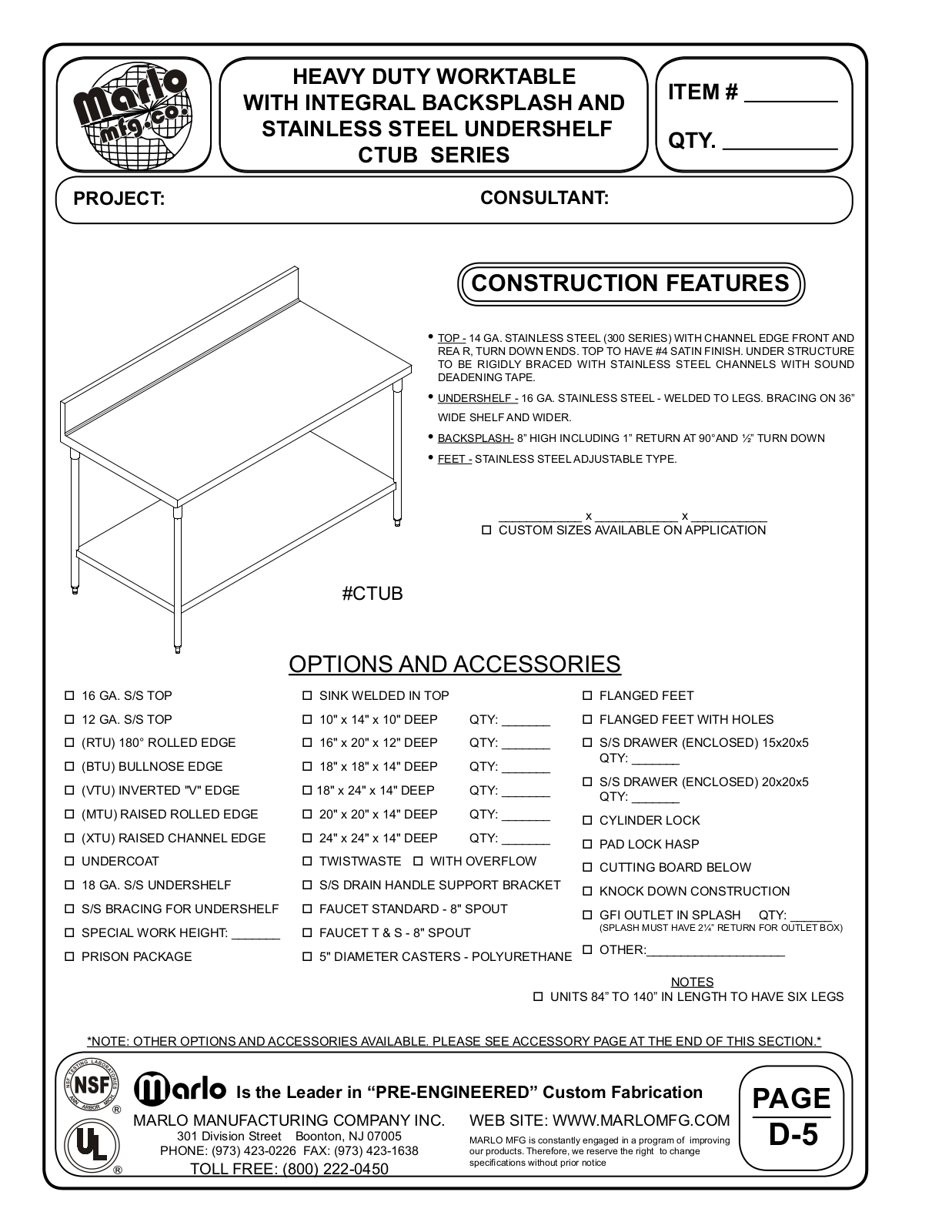 Marlo CTUB10830 User Manual