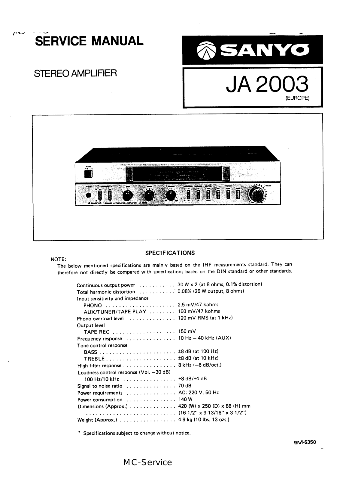 Sanyo JA2003 Schematic