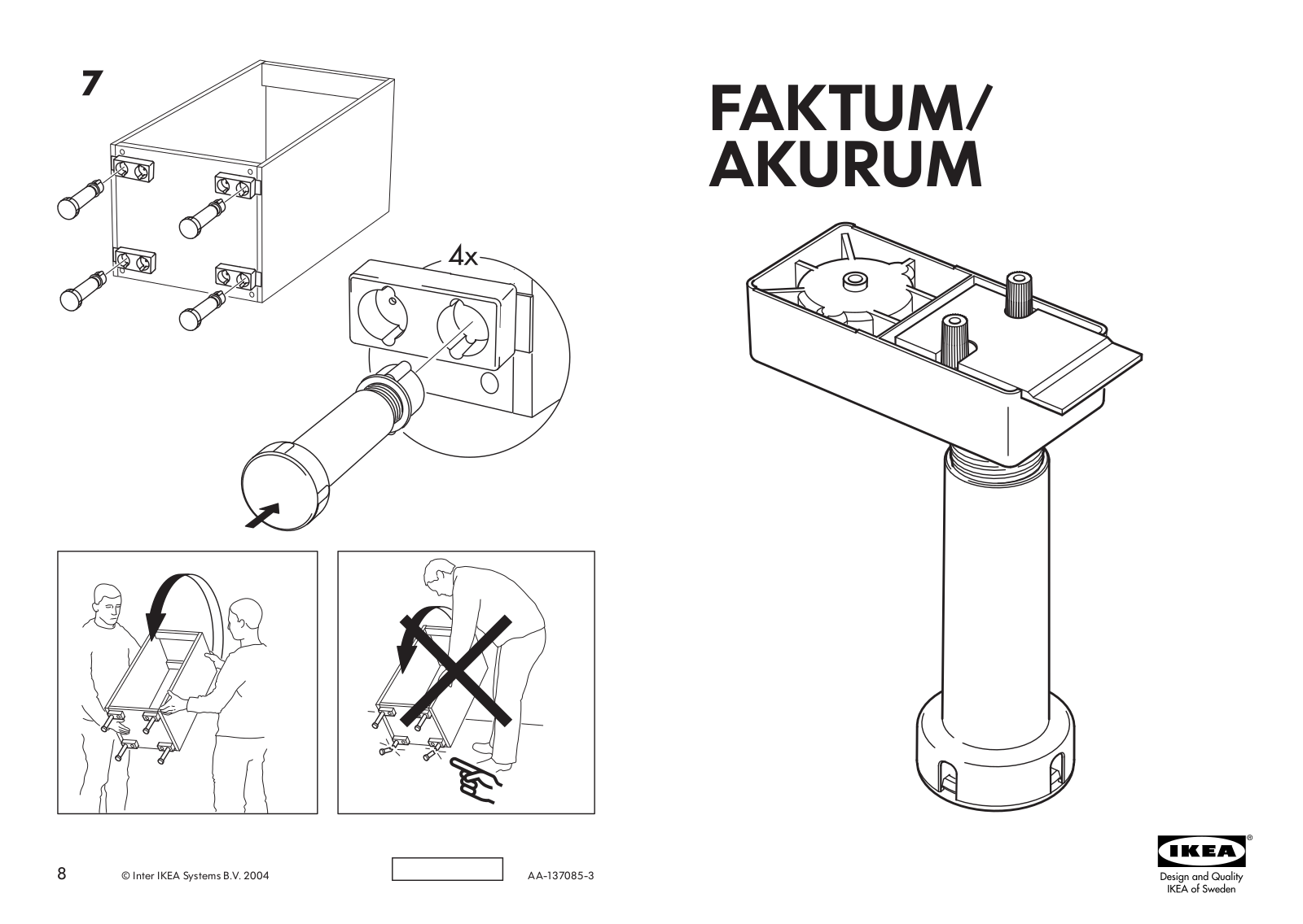 IKEA AKURUM LEG BLK 4PK NA Assembly Instruction