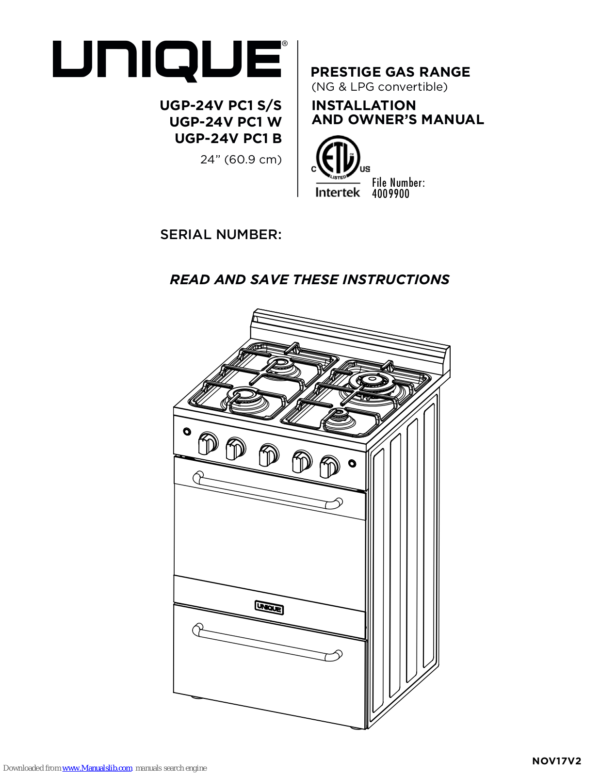 Unique UGP-24V PC1 W, UGP-24V PC1 B Installation And Owner's Manual