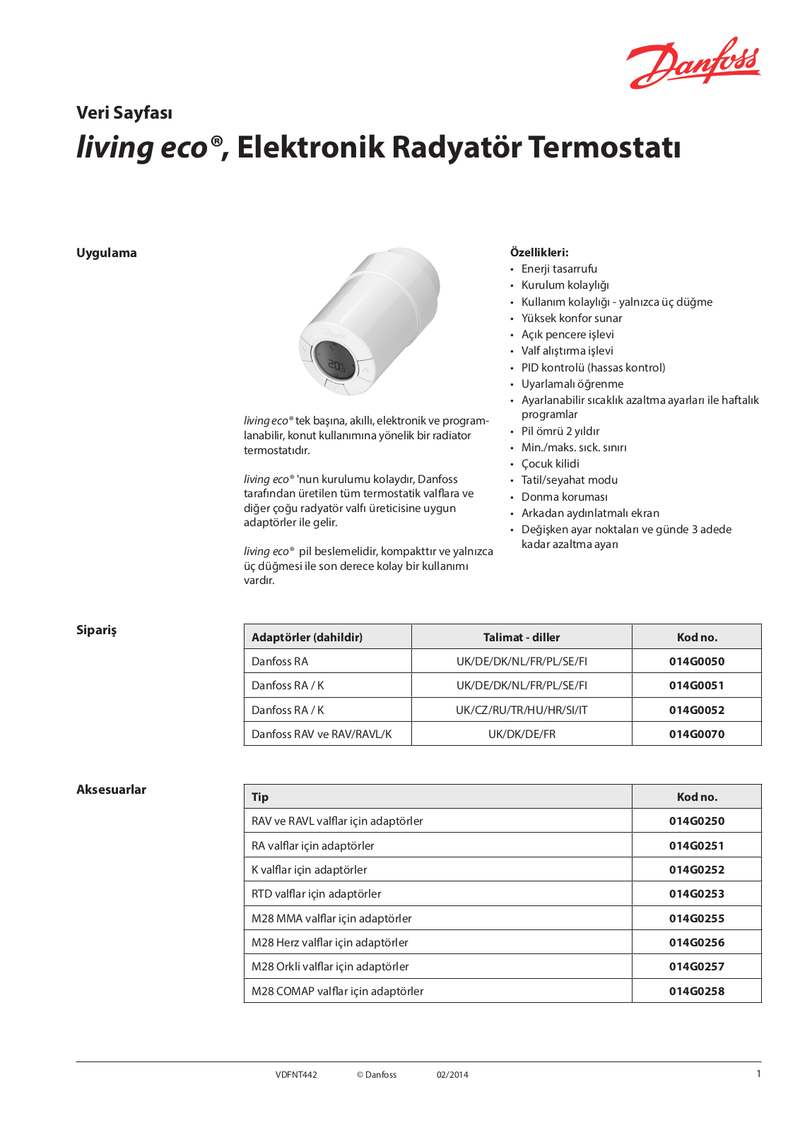 Danfoss living eco Data sheet