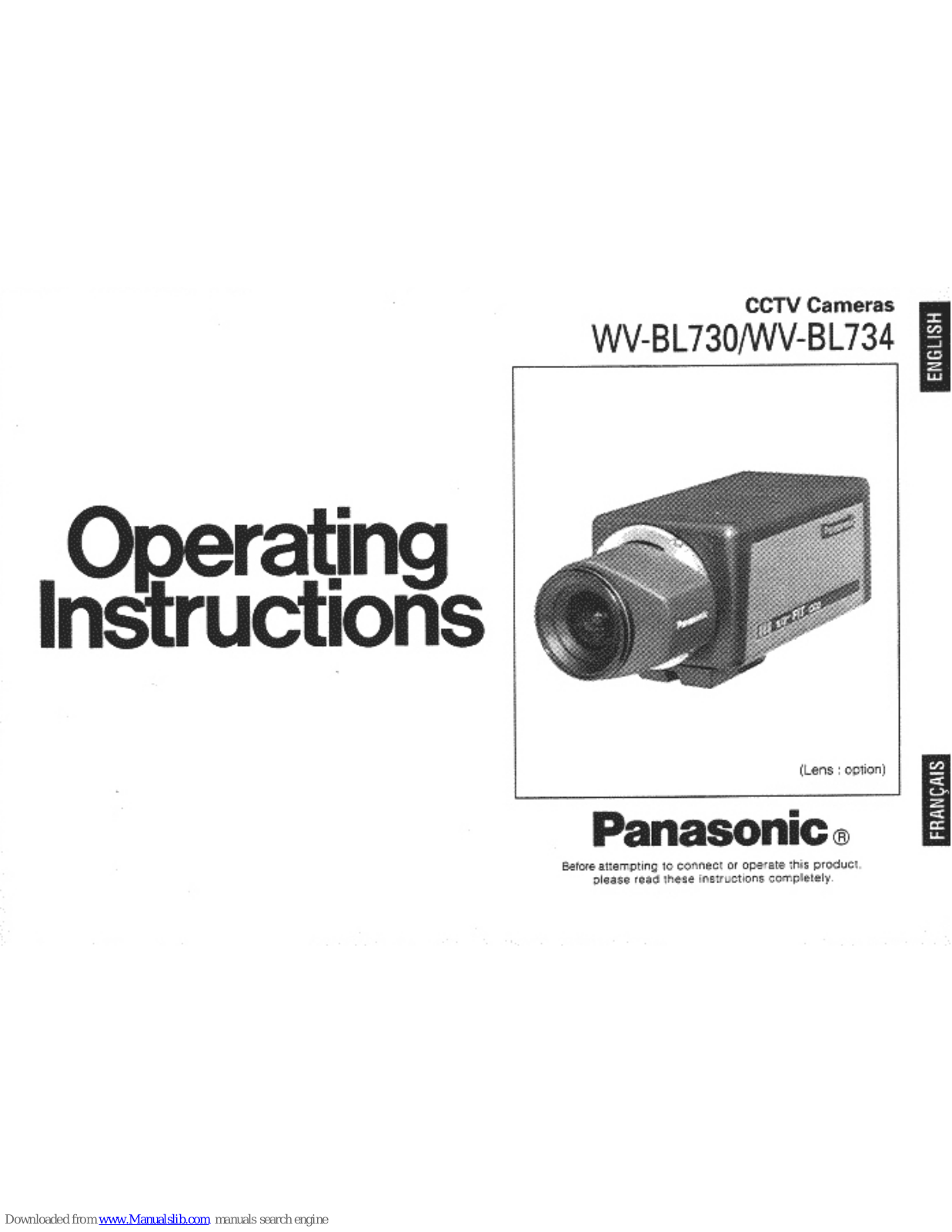 Panasonic WV-BL734, WV-BL730 Operating Instructions Manual