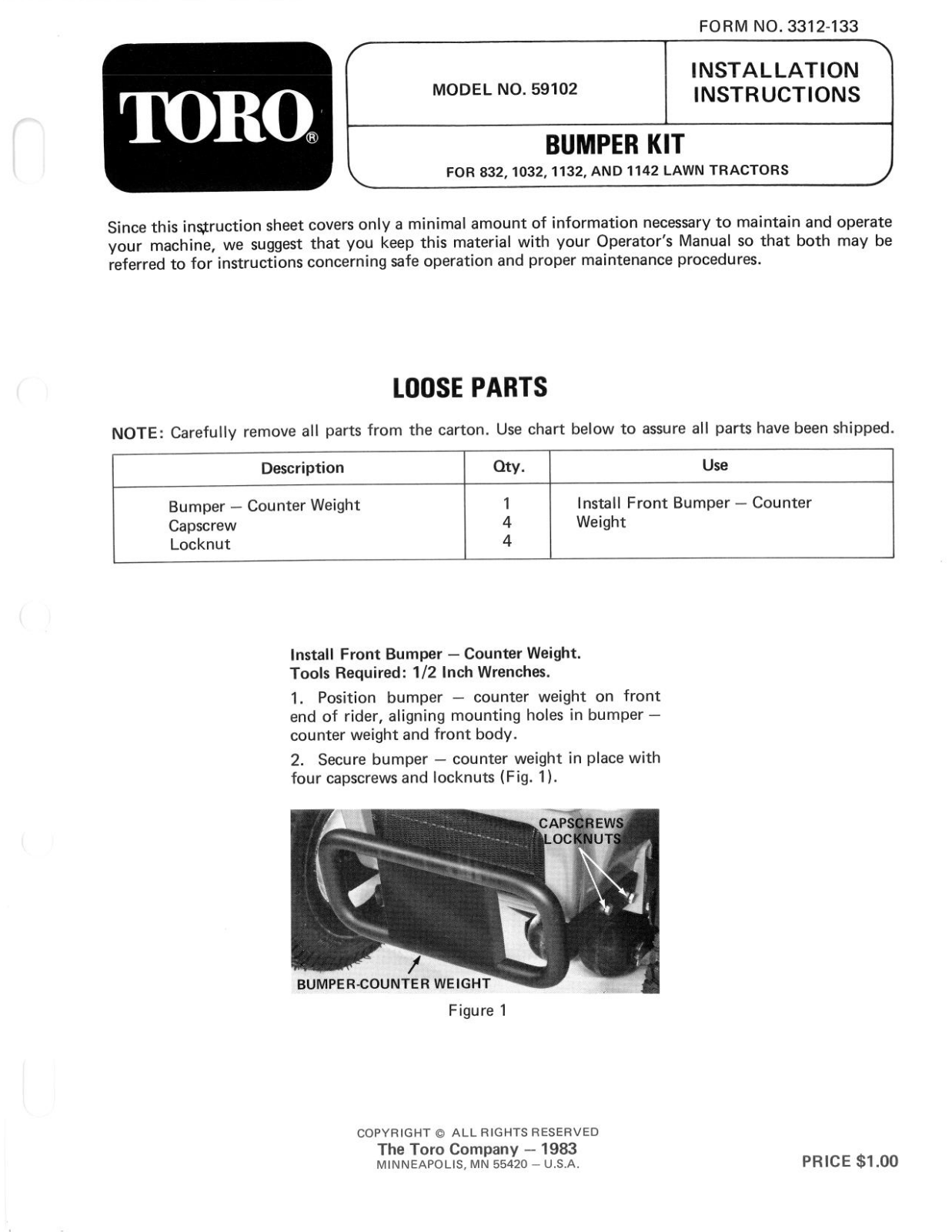 Toro 59102 Installation Instructions