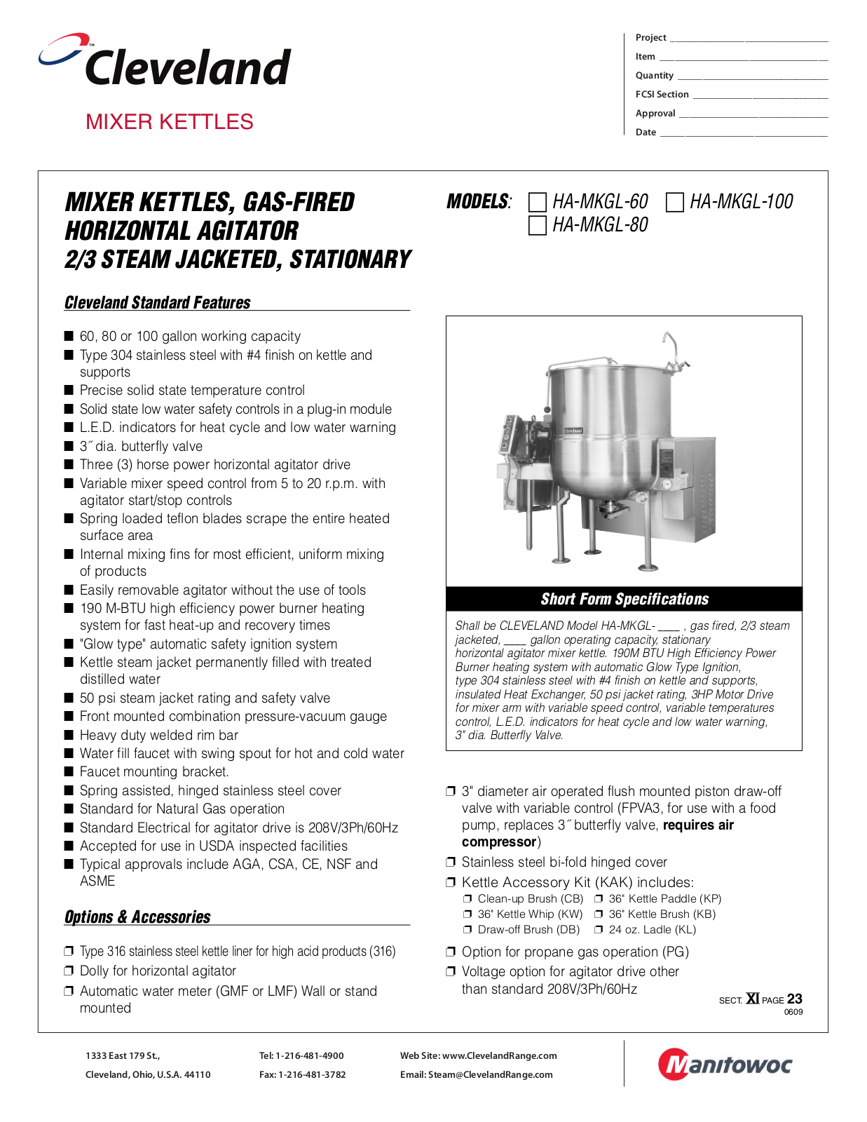 Cleveland HA-MKGL-100 User Manual