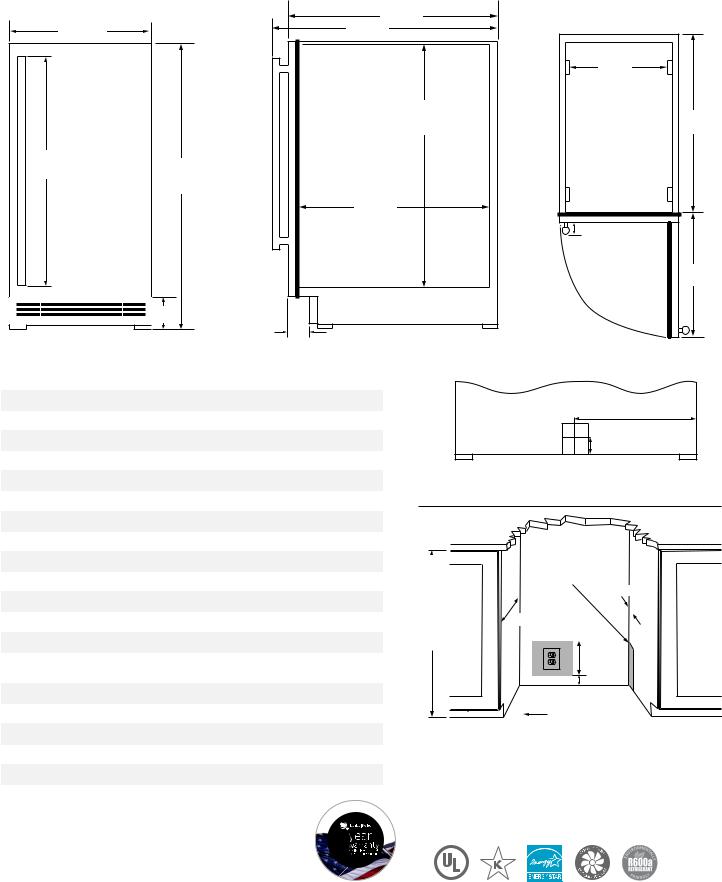 U-Line UHBV515-SG51A, UHBV515-IG01A, UHBV515-IS01A Specification Sheet