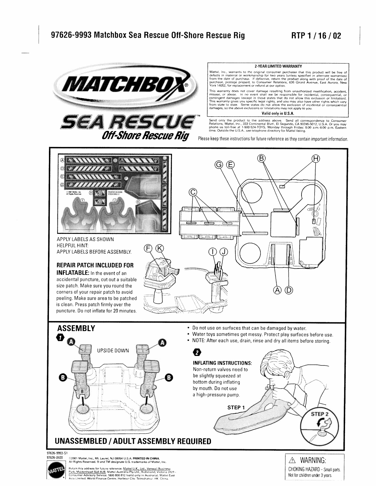 Fisher-Price 97626 Instruction Sheet