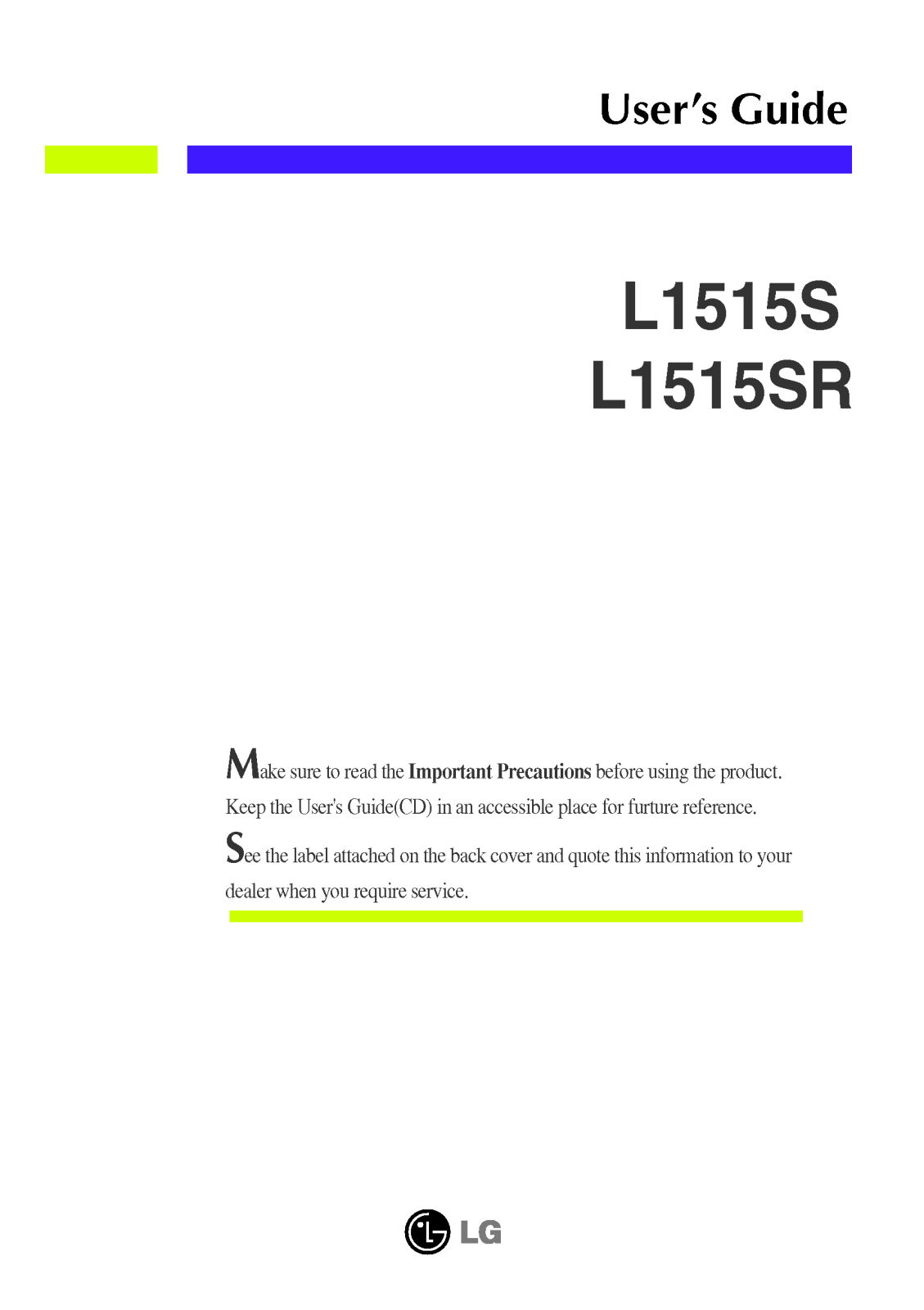 LG L1515SK, L1515SEEXBBD, L1515SS User Manual