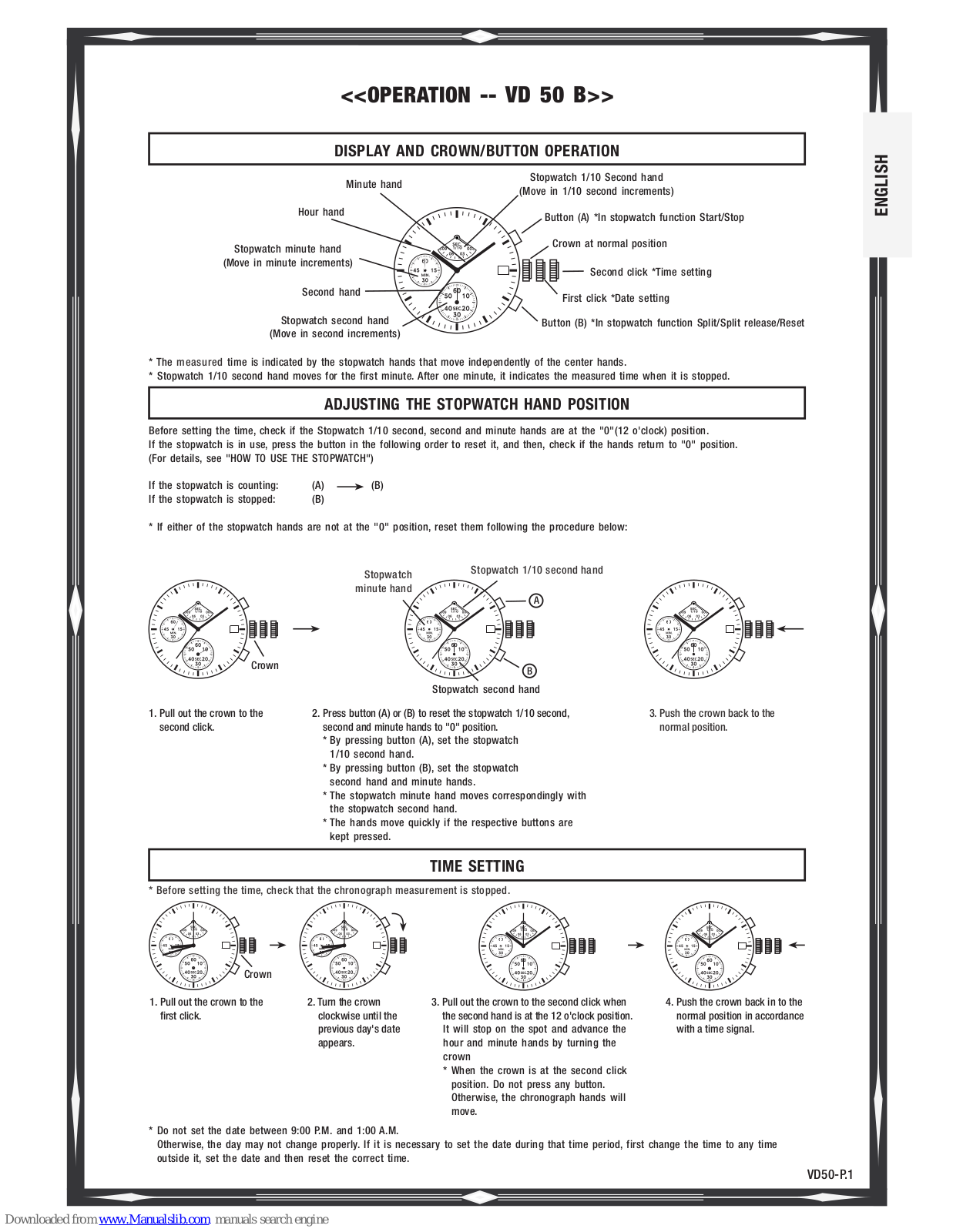 Seiko VD 50 B Operation Manual