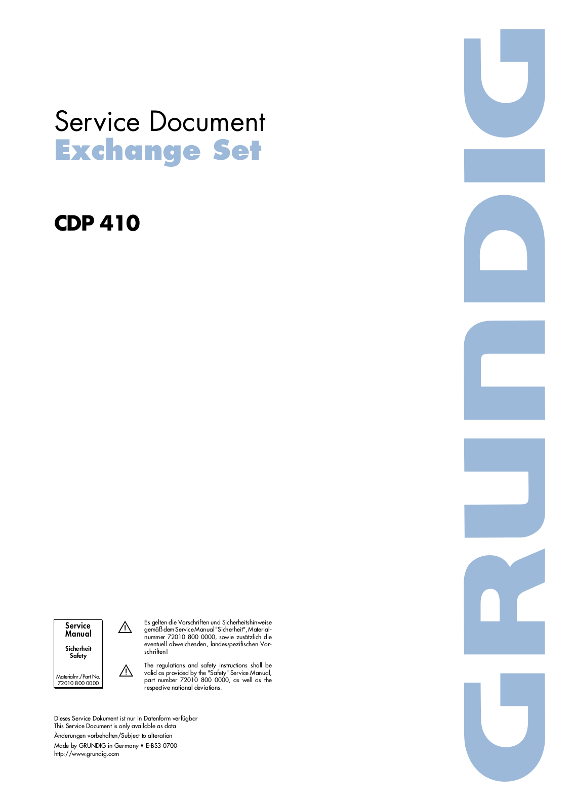 Grundig CDP-410 Service Manual