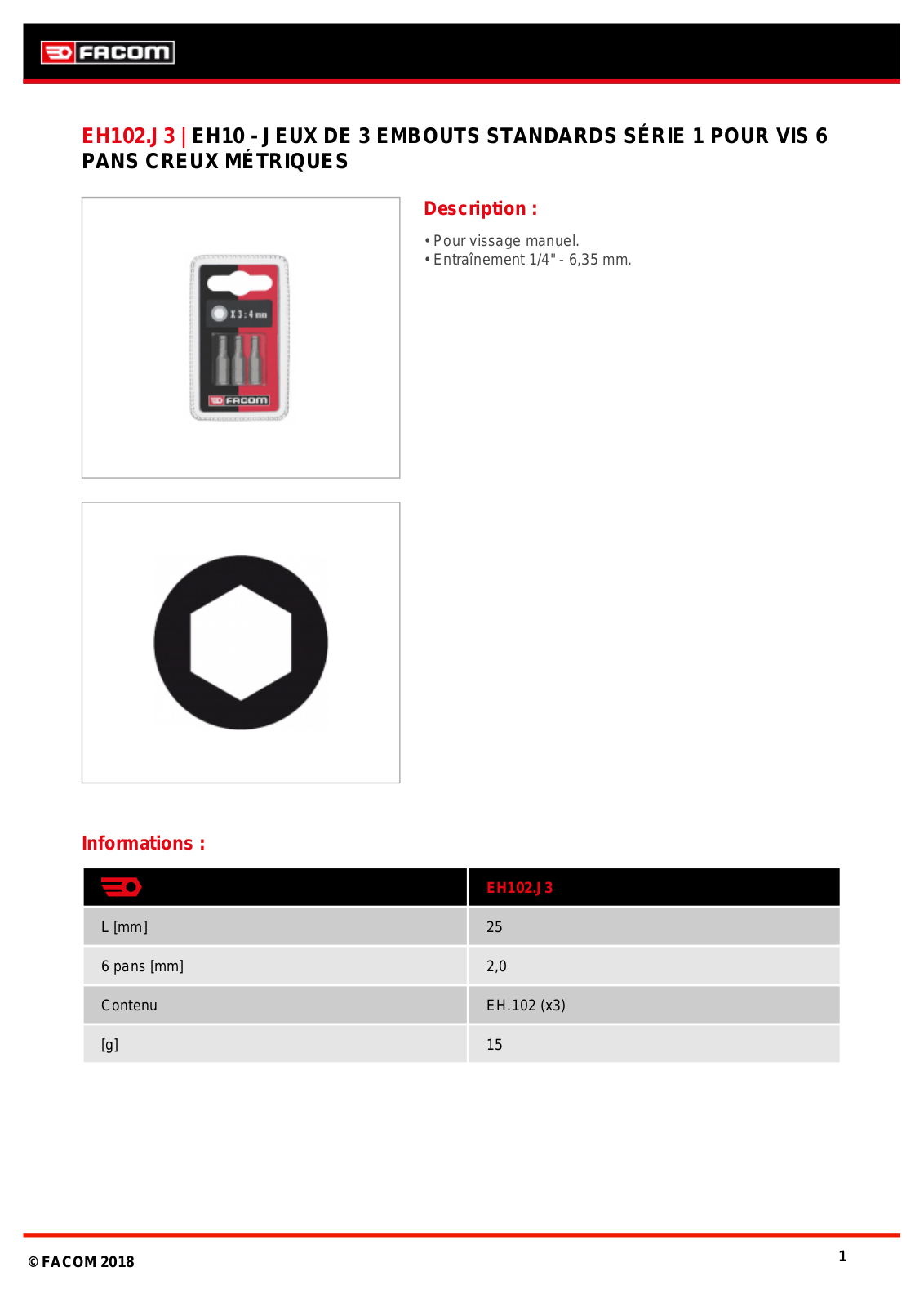 Facom EH102.J3 Specification - ManualMachine.com