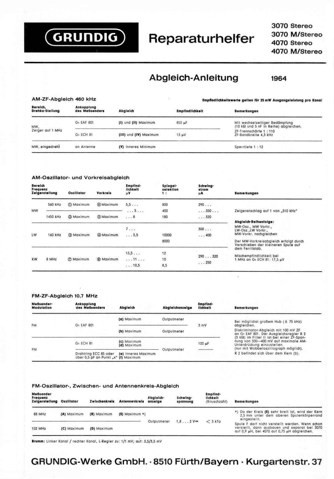 Grundig 4070, 3070 Service Manual