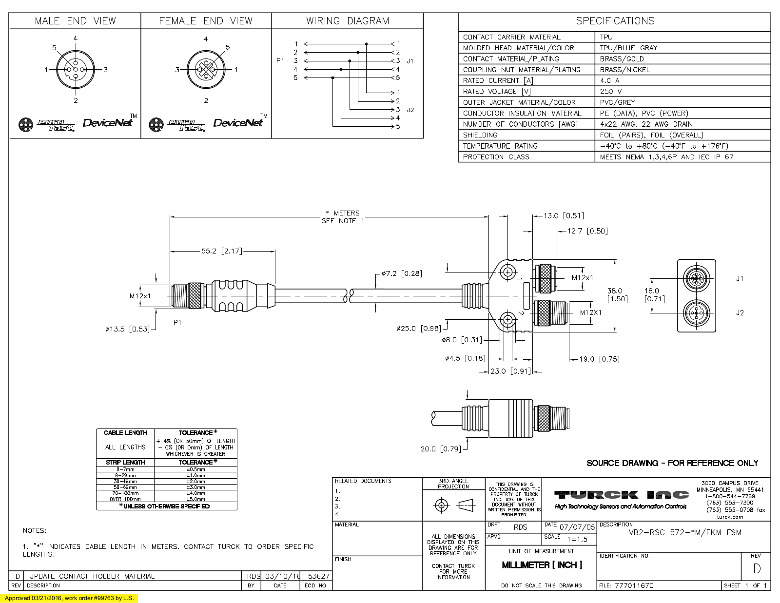 Turck VB2-RSC572-0.2M/FKMFSM Specification Sheet