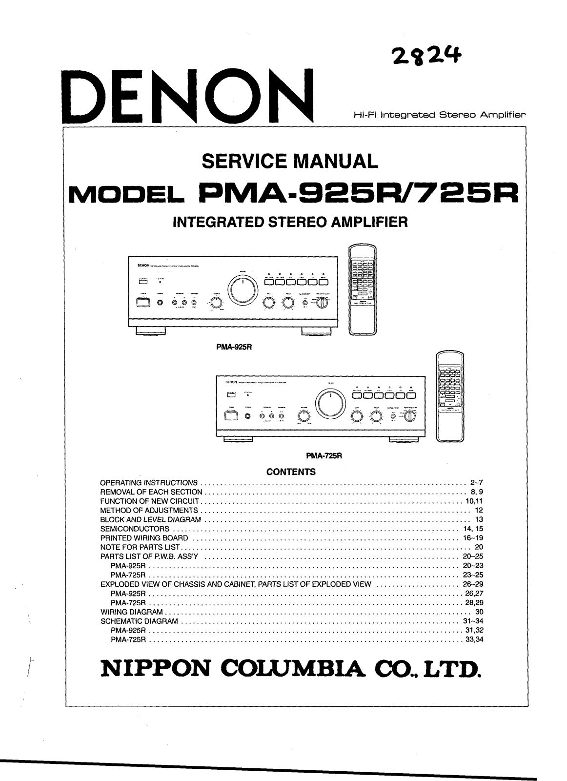 Denon PMA-925R Service Manual