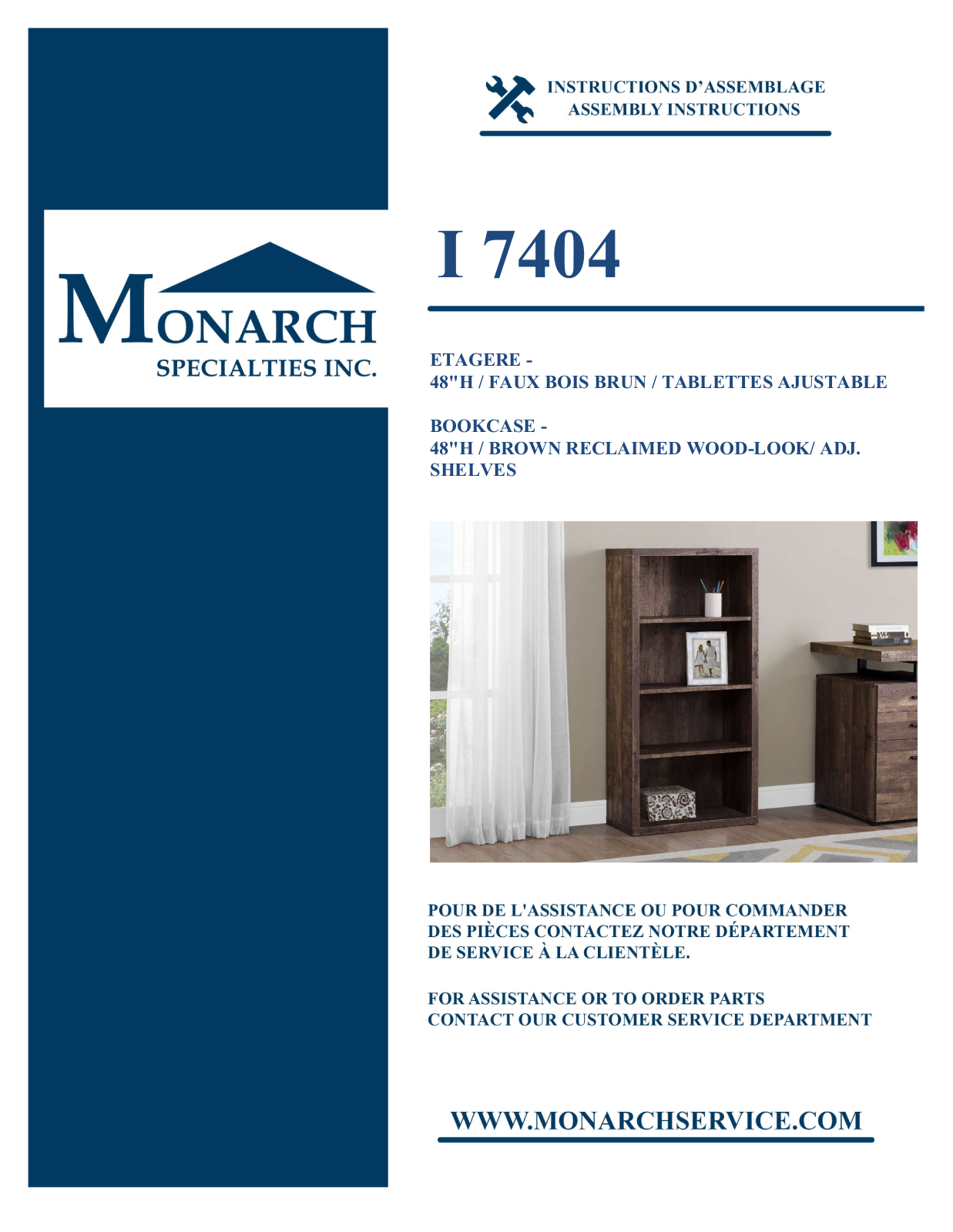 Monarch I740407BOOKCASE Assembly Guide - ManualMachine.com