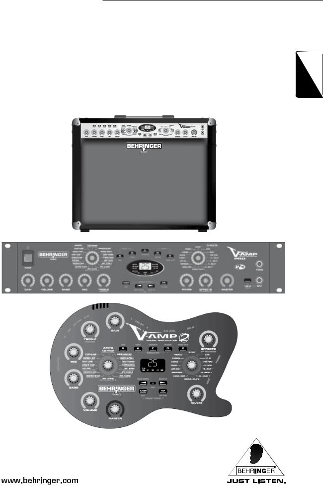 Behringer V-AMP PRO, V-AMPIRE, V-AMP 2 Manual