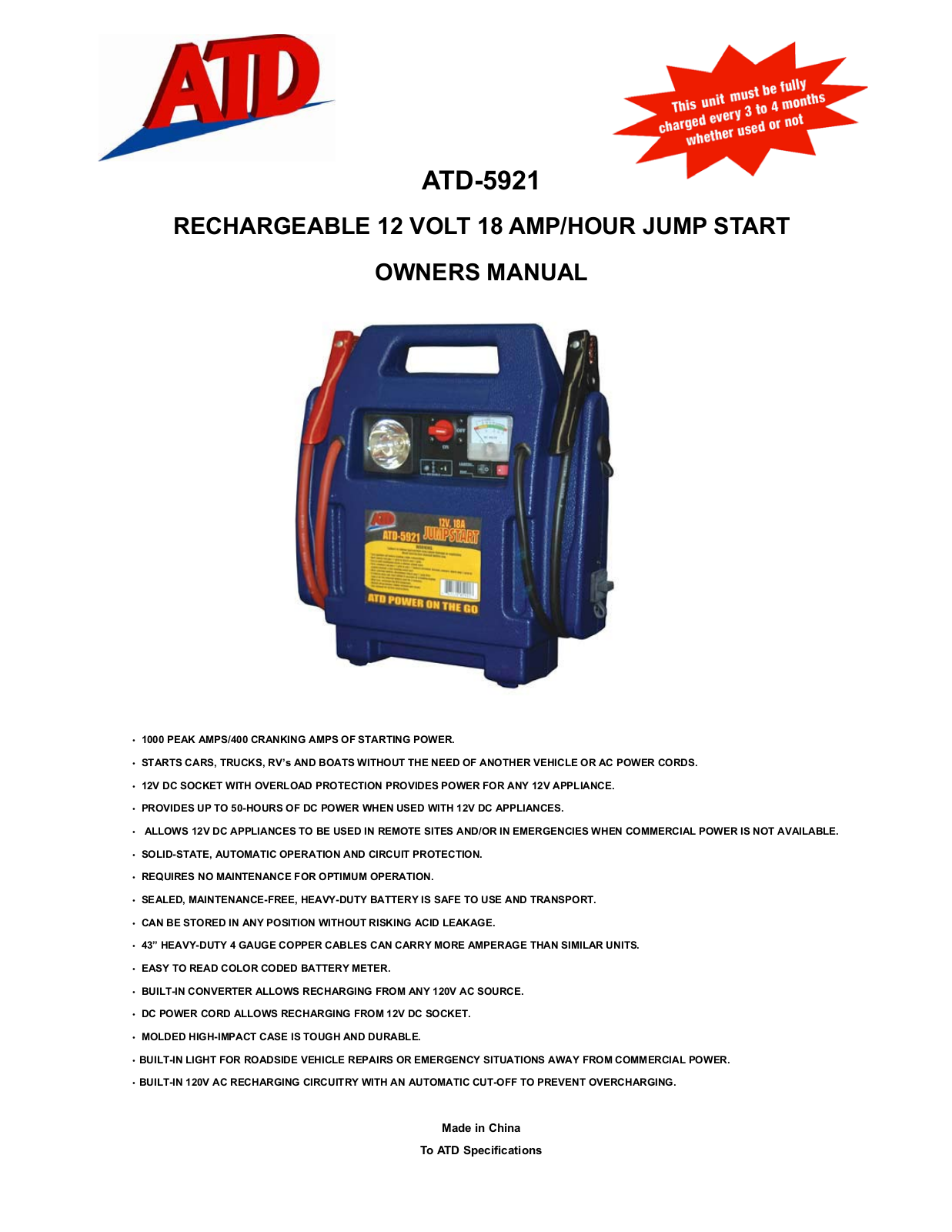 ATD Tools ADT-5921 User Manual