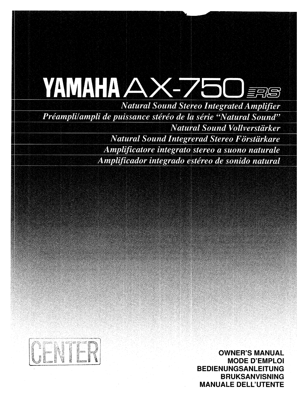 Yamaha AX-750, AX-750RS Owner Manual
