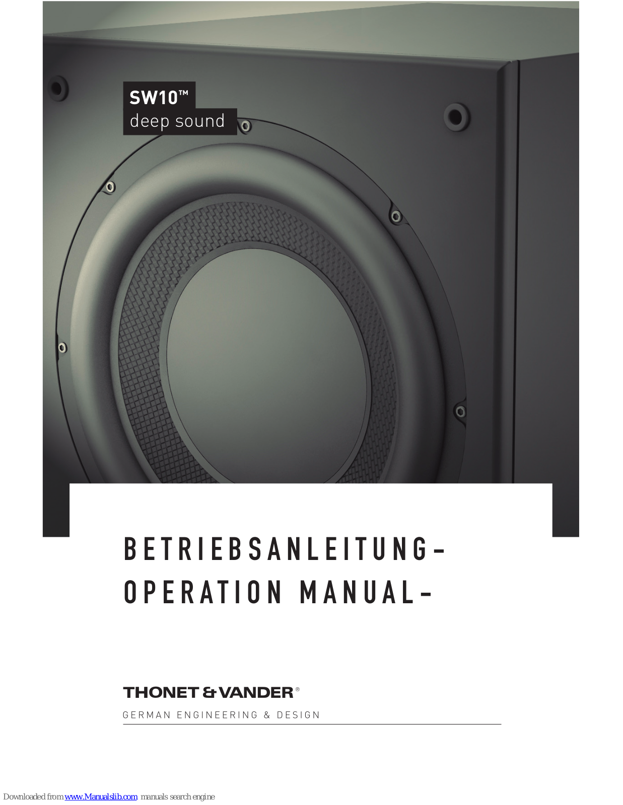 Thonet & Vander SW10 Operation Manual