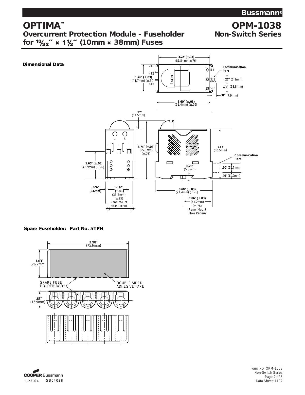 Bussmann OPM-1038 Dimensional Sheet