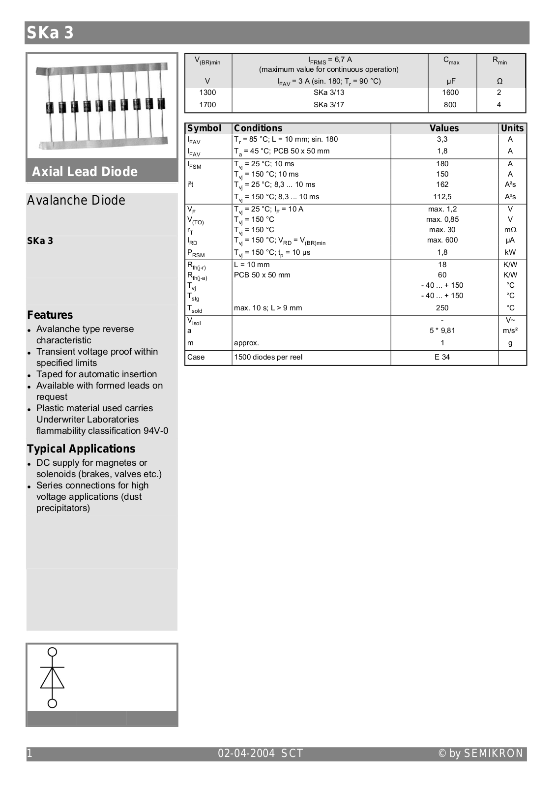 Semikron SKA3 Data Sheet