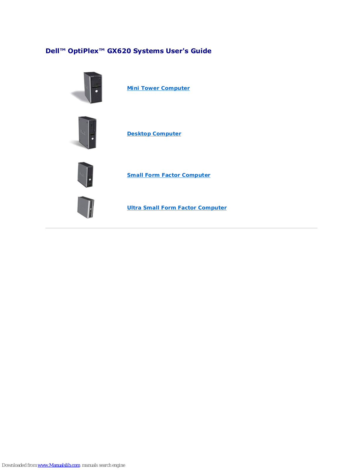 Dell Optiplex-620, Optiplex GX620 User Manual