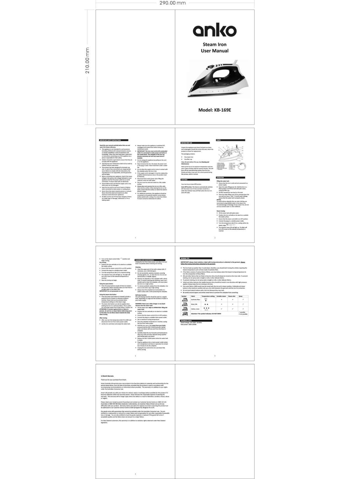 Anko KB-169E User Manual