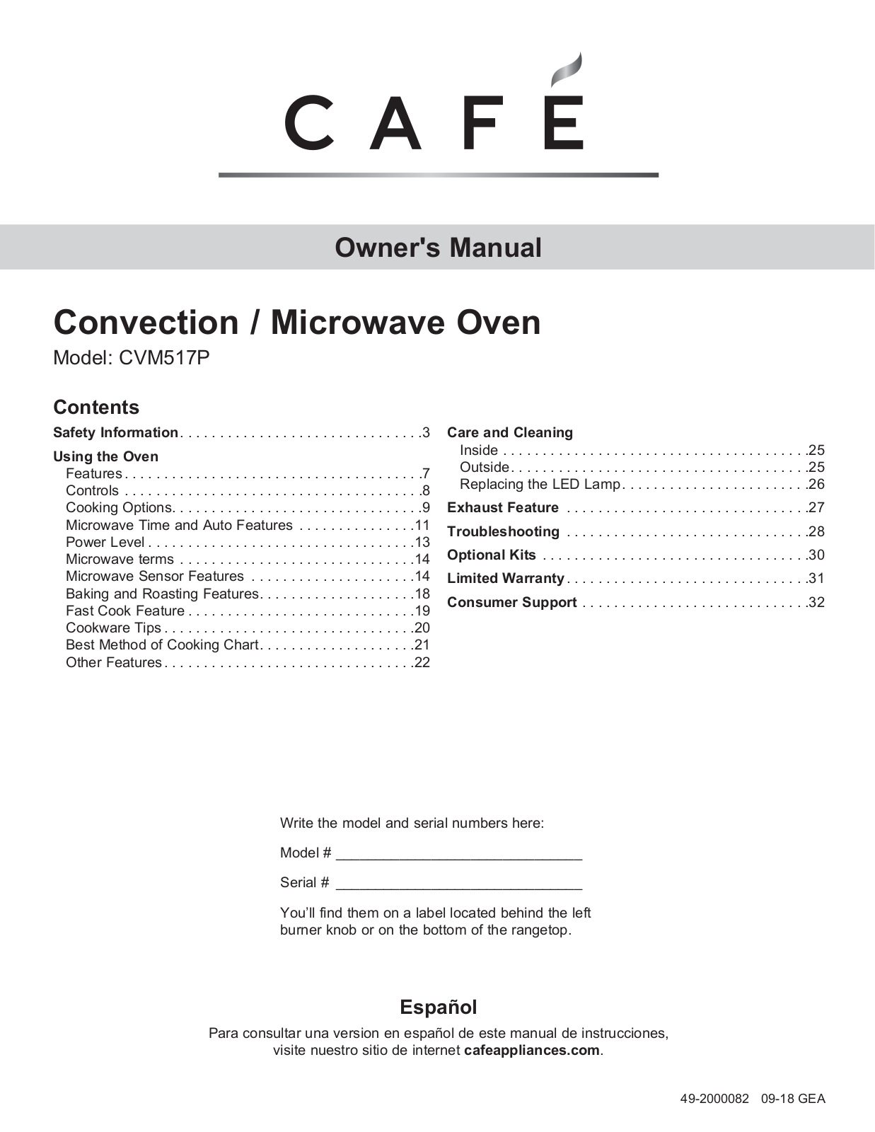 GE CVM517P3M5D1, CVM517P3M1D1, CVM517P2M1S1, CVM517P4M1W2 Owner’s Manual