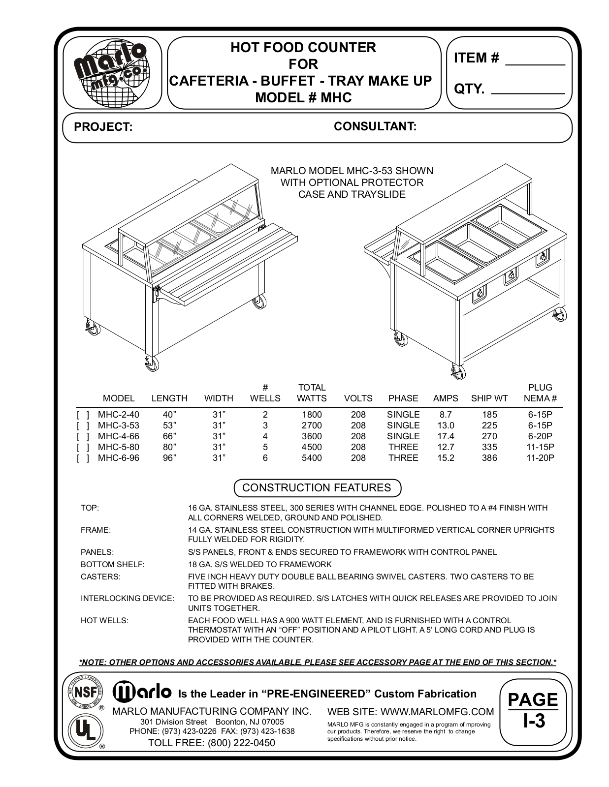 Marlo MHC-6-96 User Manual