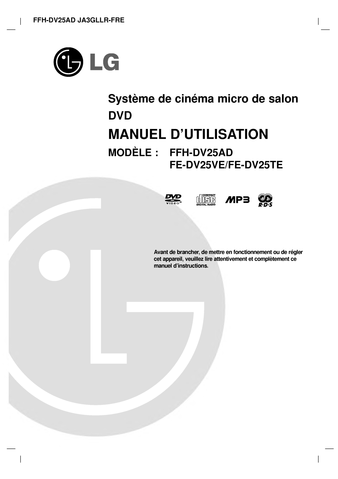 LG FFH-DV25AD User Manual