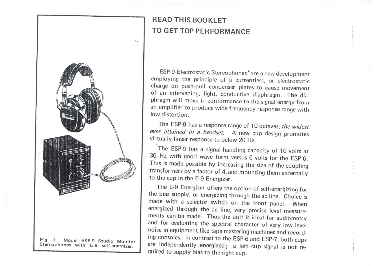 KOSS ESP-9 Owners manual