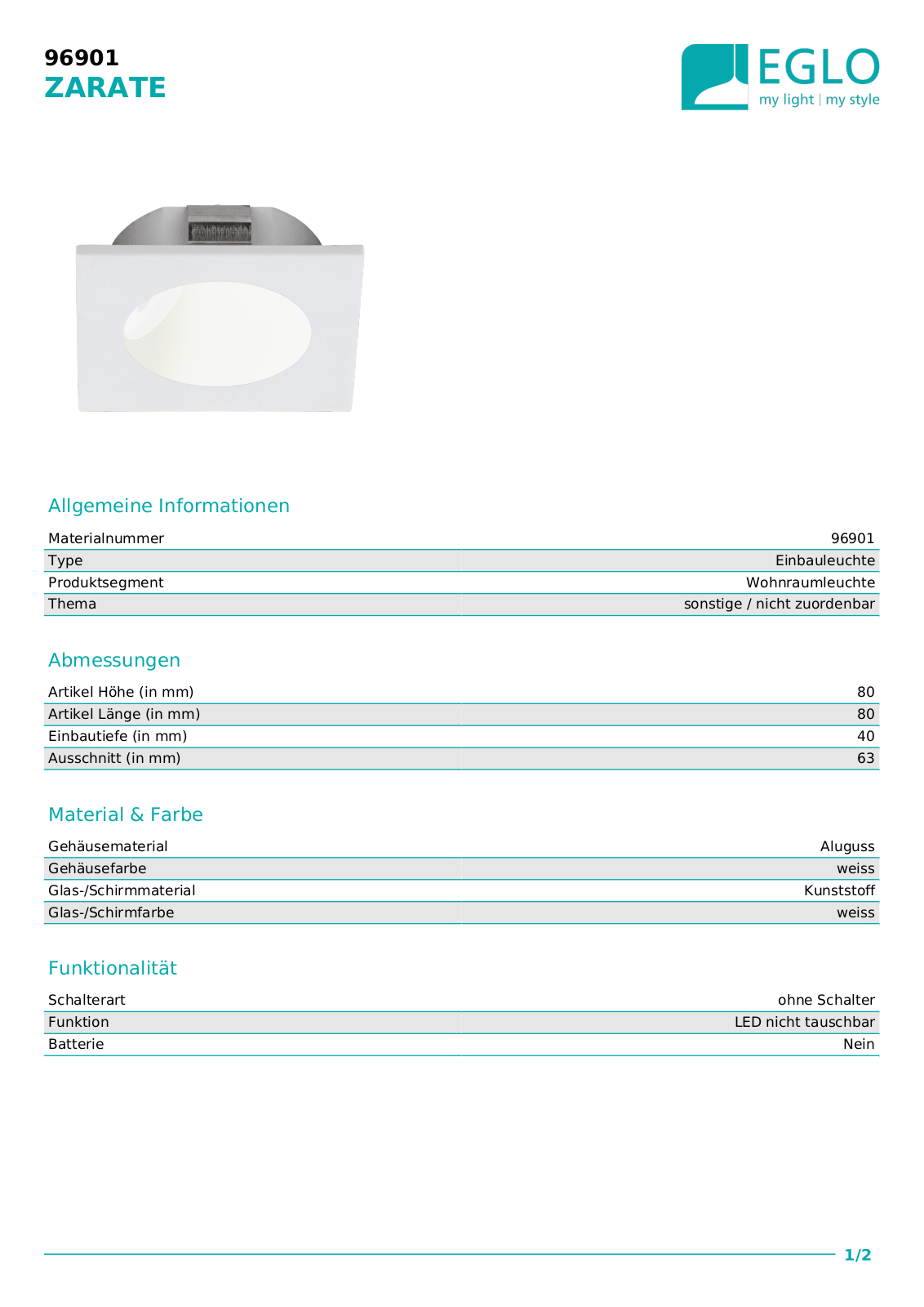 Eglo 96901 Technical data - ManualMachine.com
