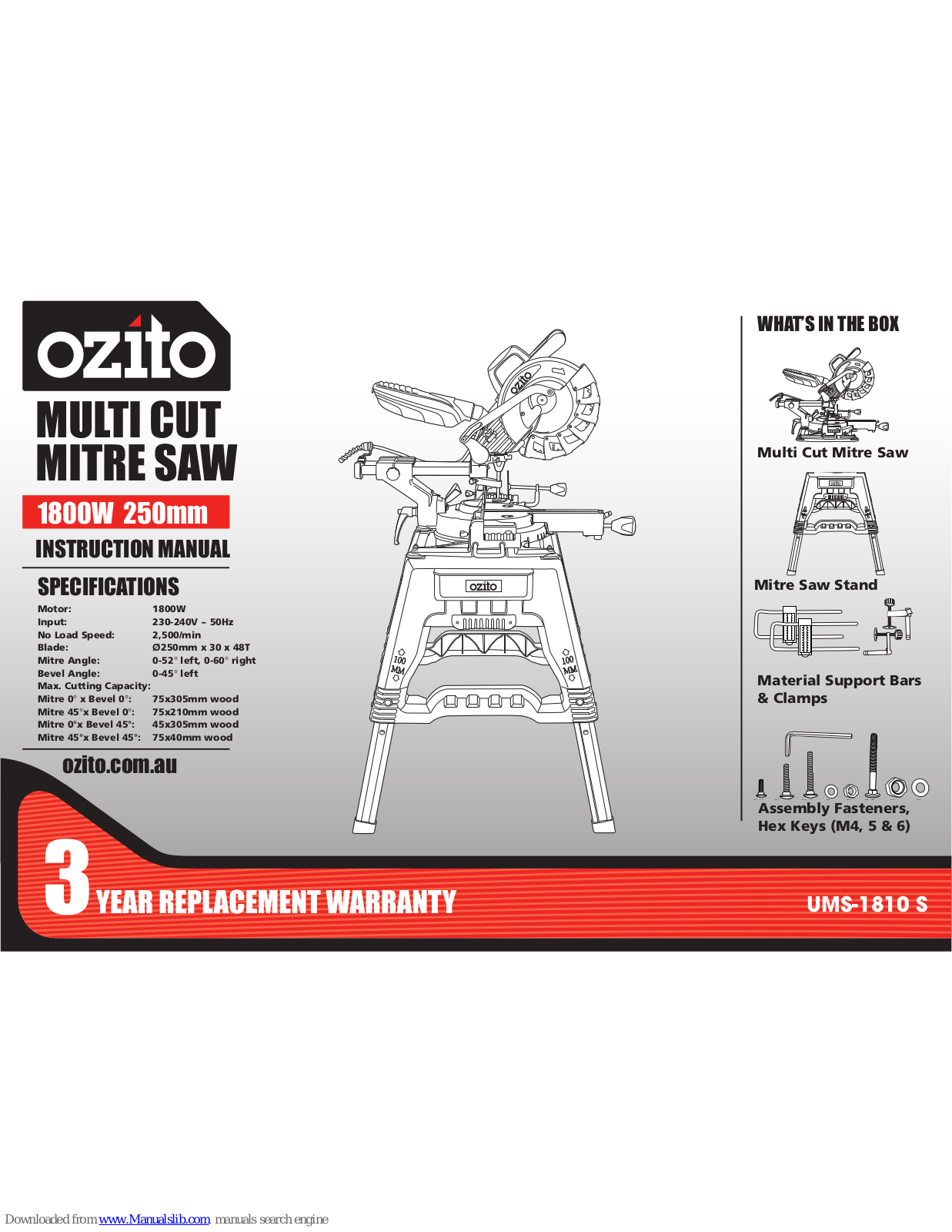 Ozito UMS-1810 S, OZSCMS1600WA Instruction Manual