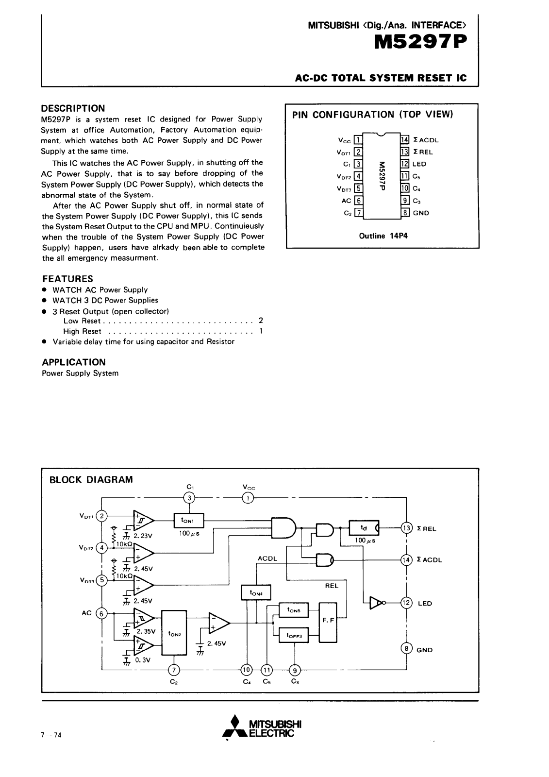 Mitsubishi M5297P Datasheet