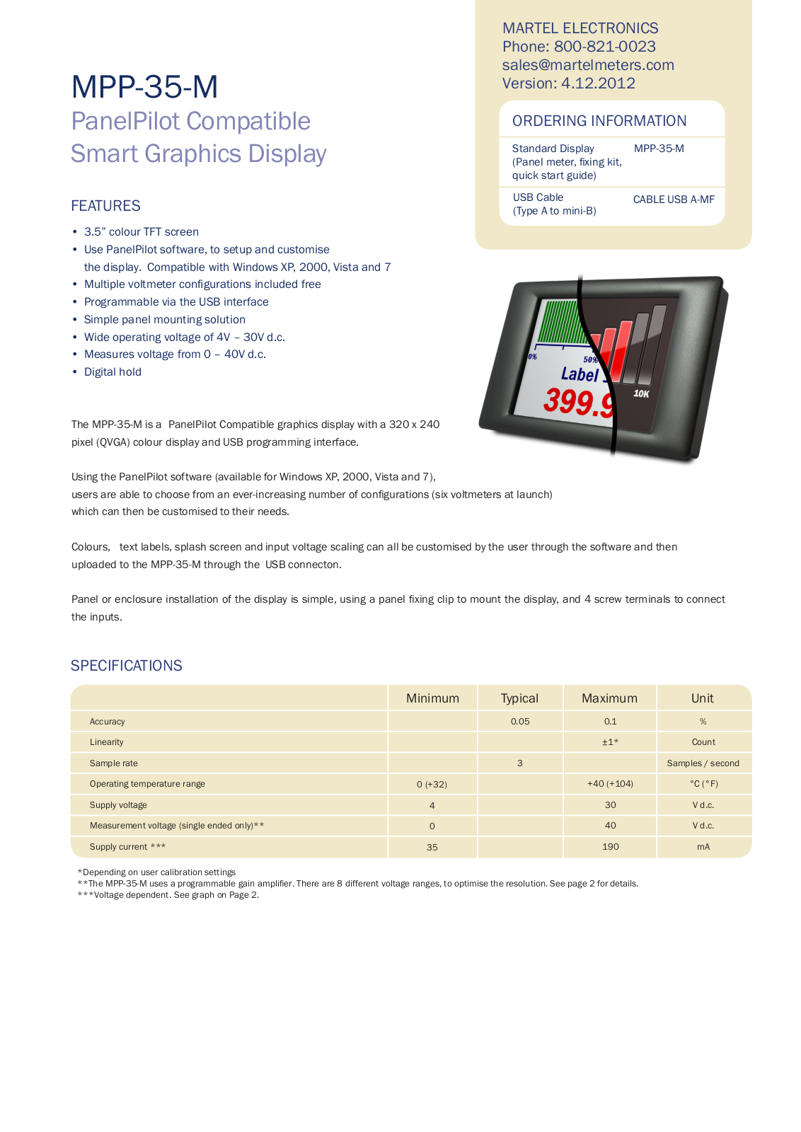 Martel Electronics MPP-35-M User Manual