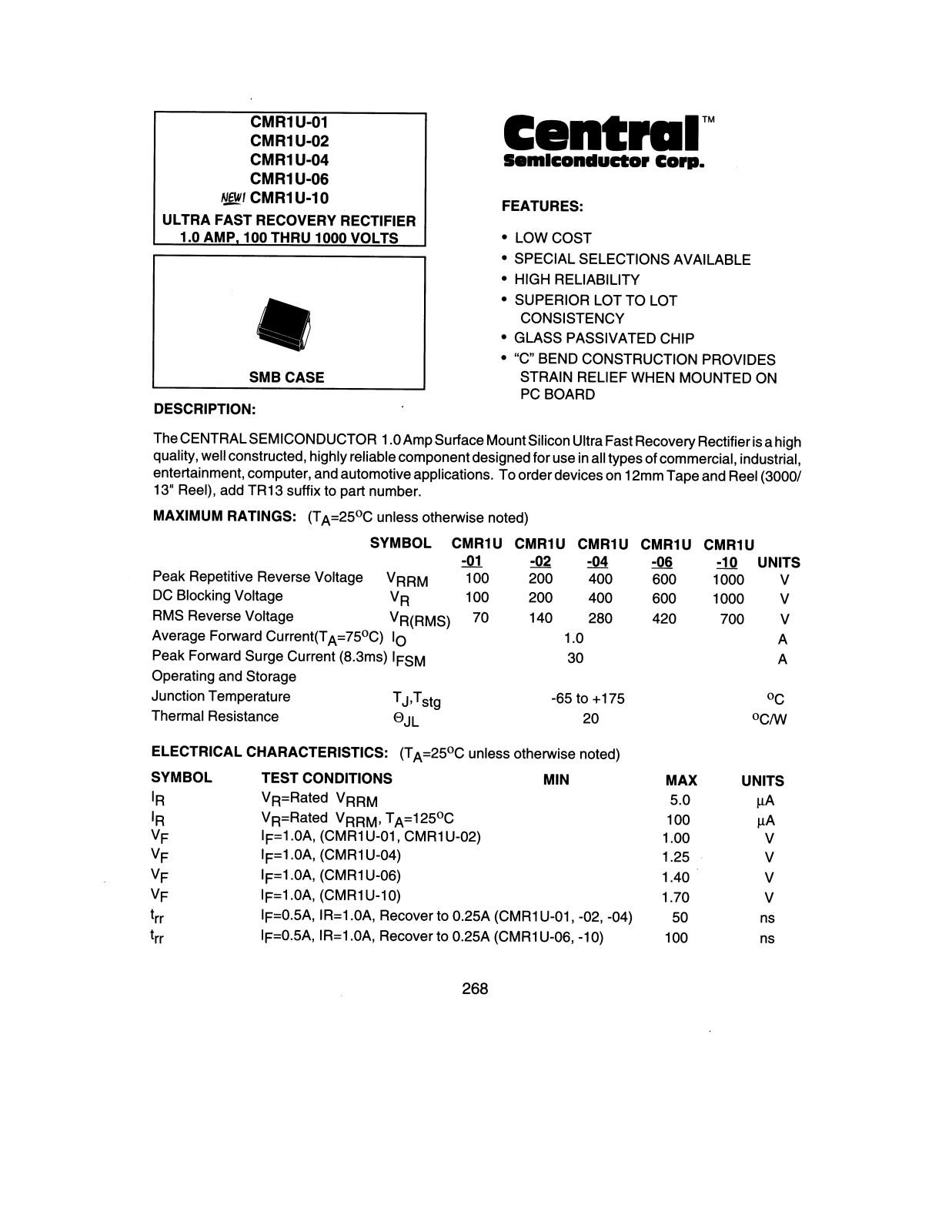 CENTR CMR1U-04, CMR1U-02, CMR1U-01, CMR1U-10, CMR1U-06 Datasheet