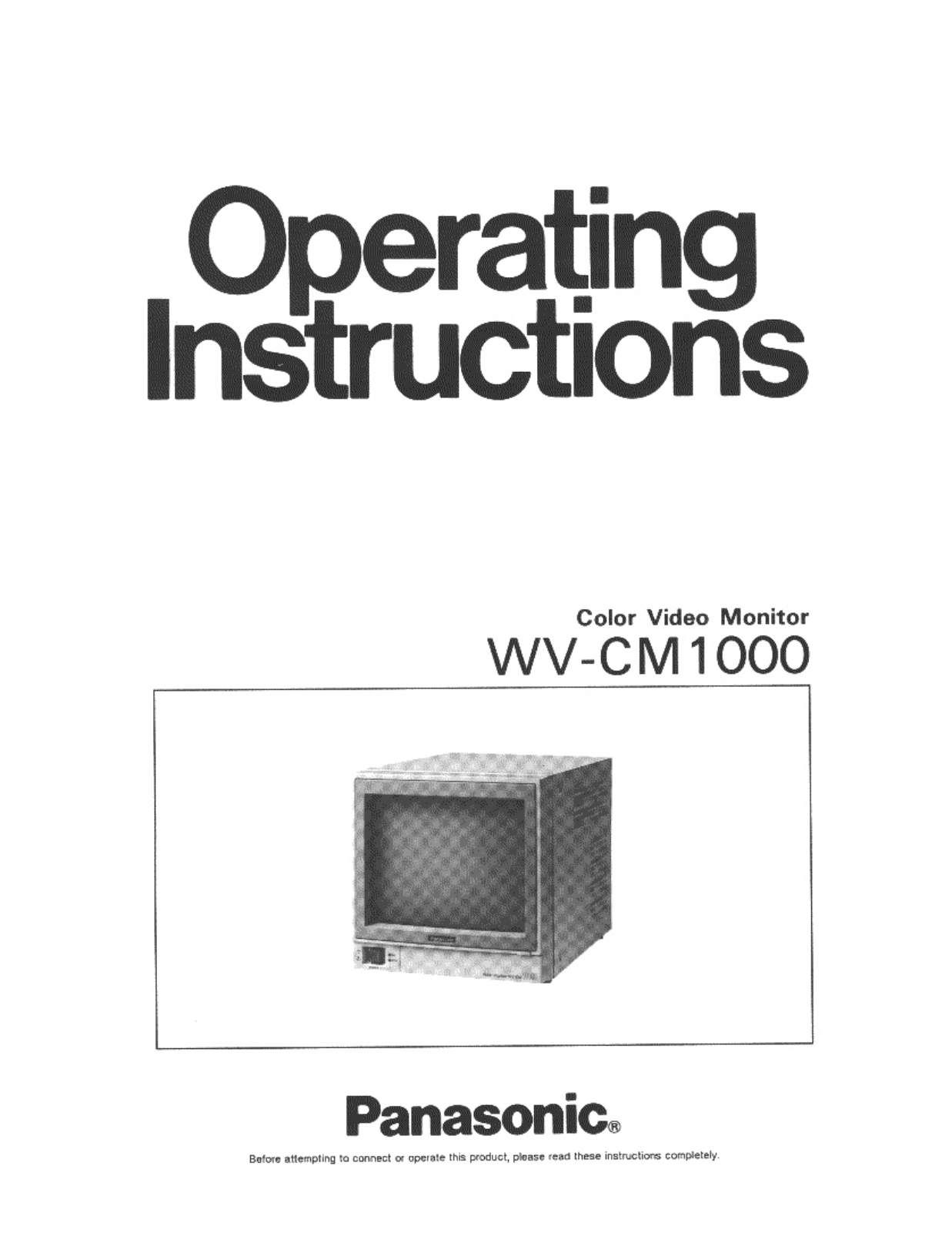 Panasonic wv-cm1000 Operation Manual