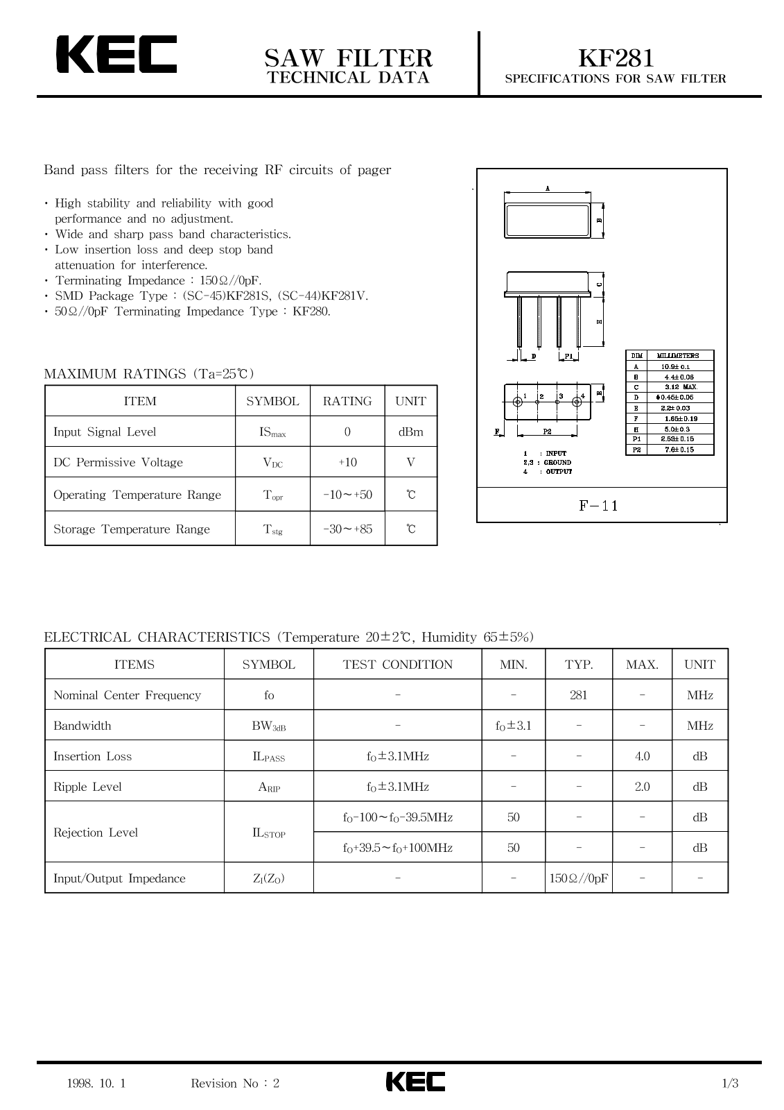 KEC KF281 Datasheet