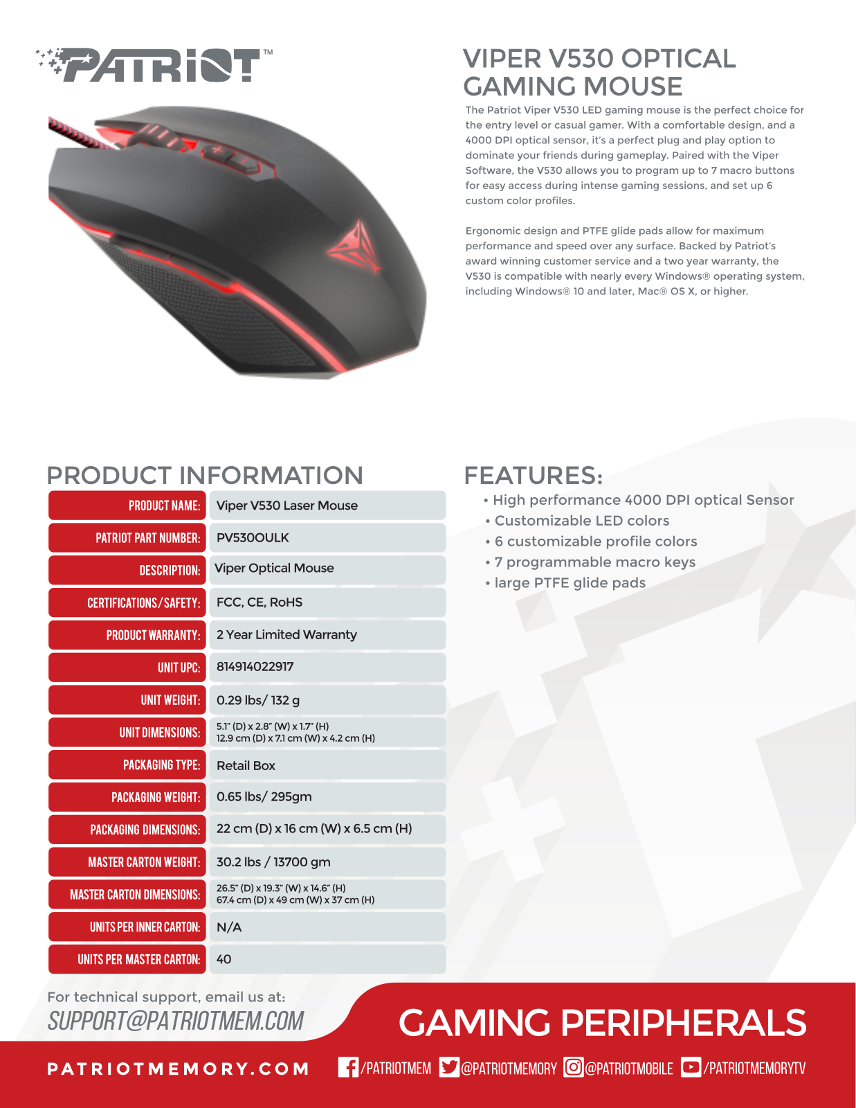 Patriot PV530OULK User Manual