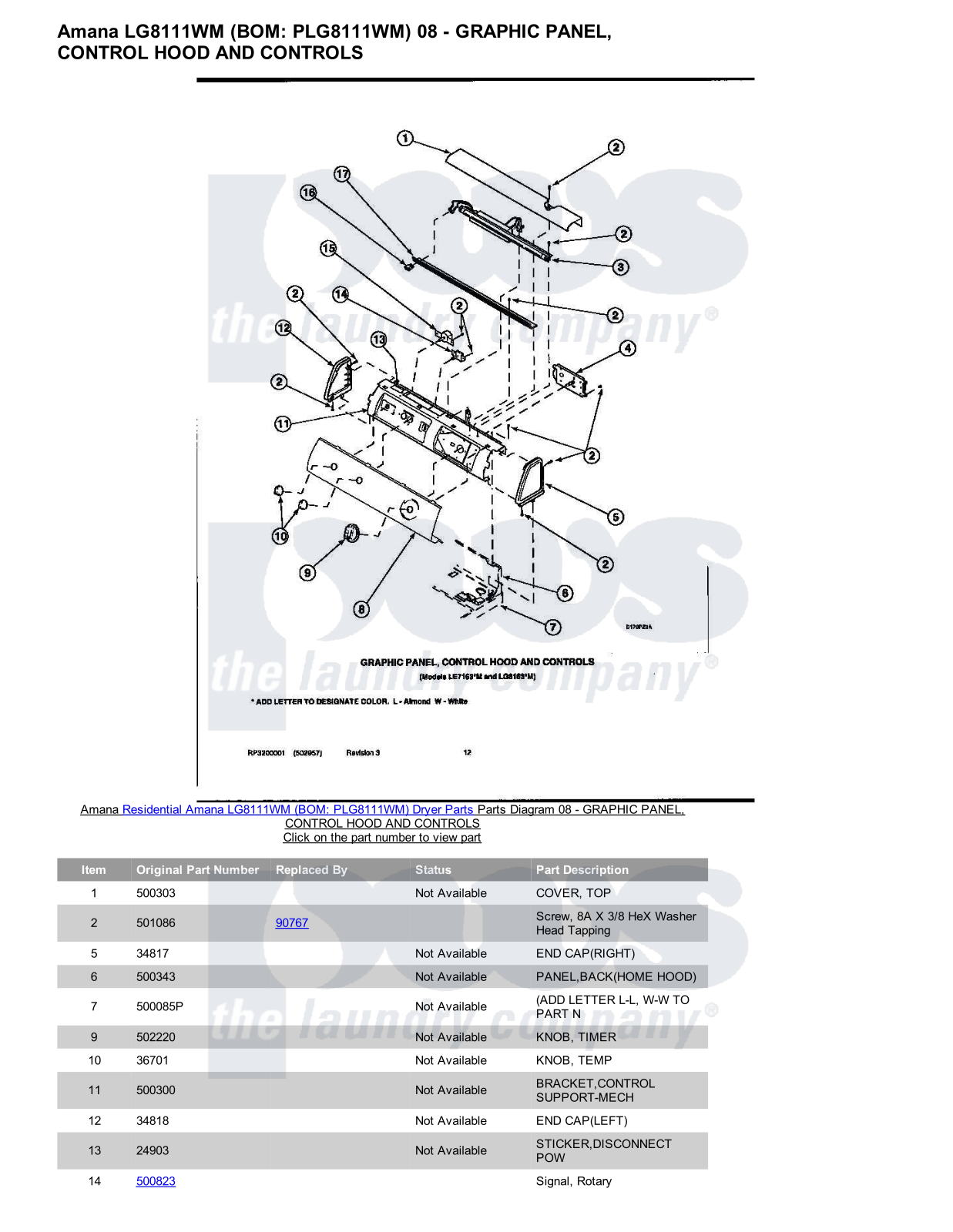 Amana LG8111WM Parts Diagram