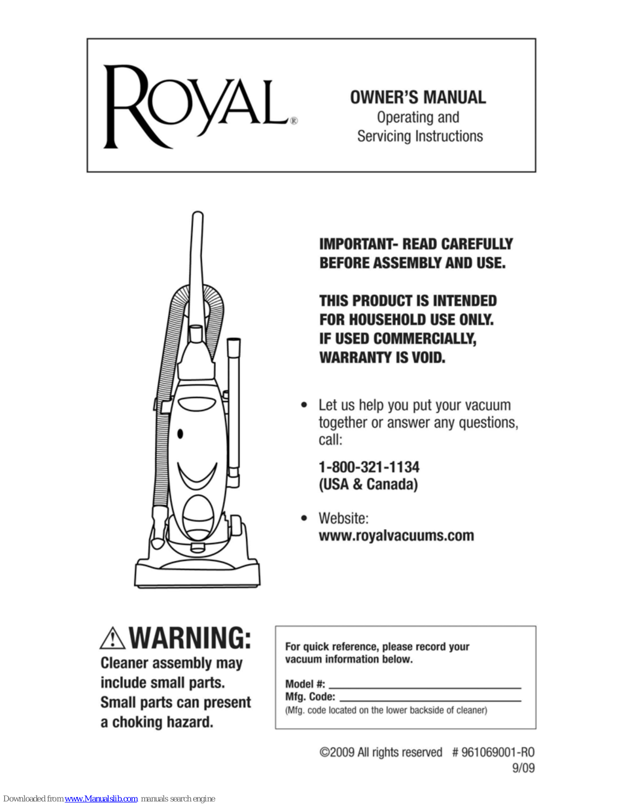 Royal RY6826 Owner's Manual