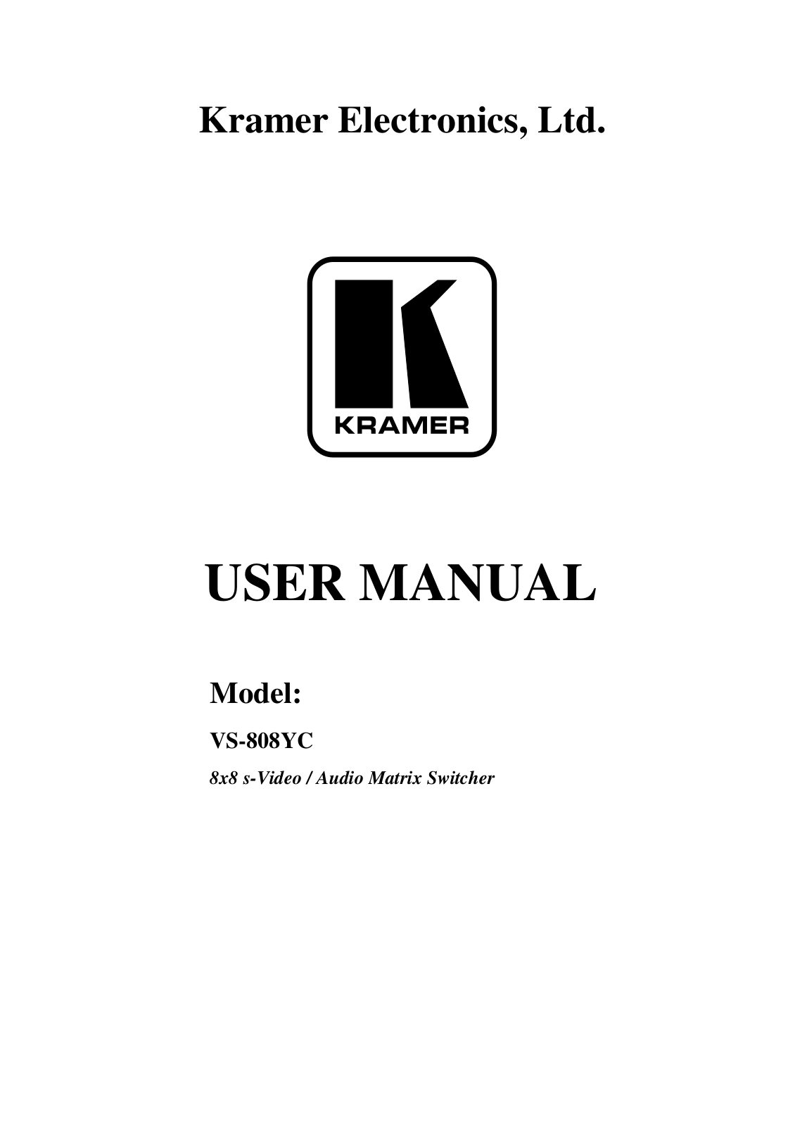 Kramer Electronics VS-808YC User Manual