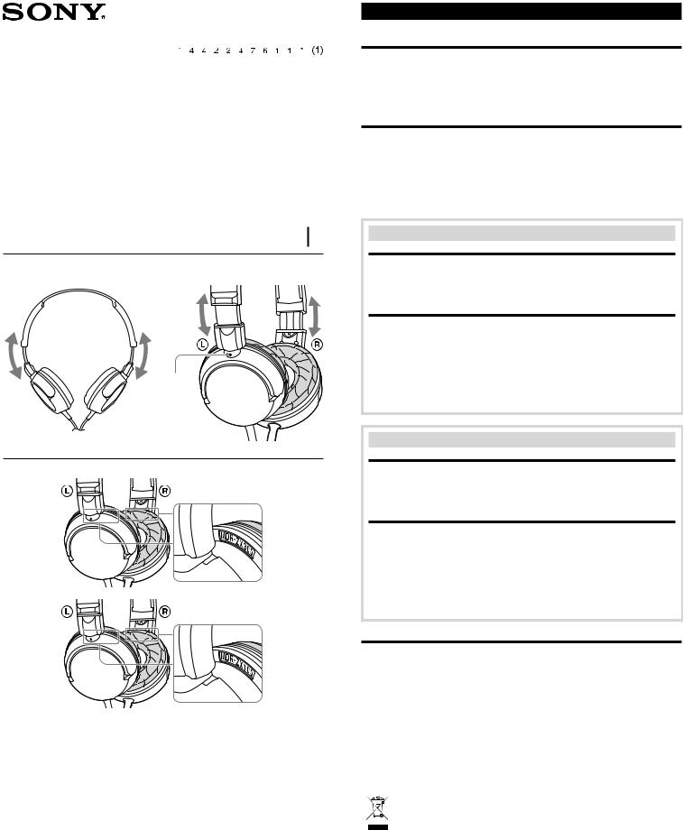 Sony MDR-ZX300 Black, MDR-ZX300, MDR-ZX100 Black, MDRZX100-BLK, MDR-ZX100 User Manual