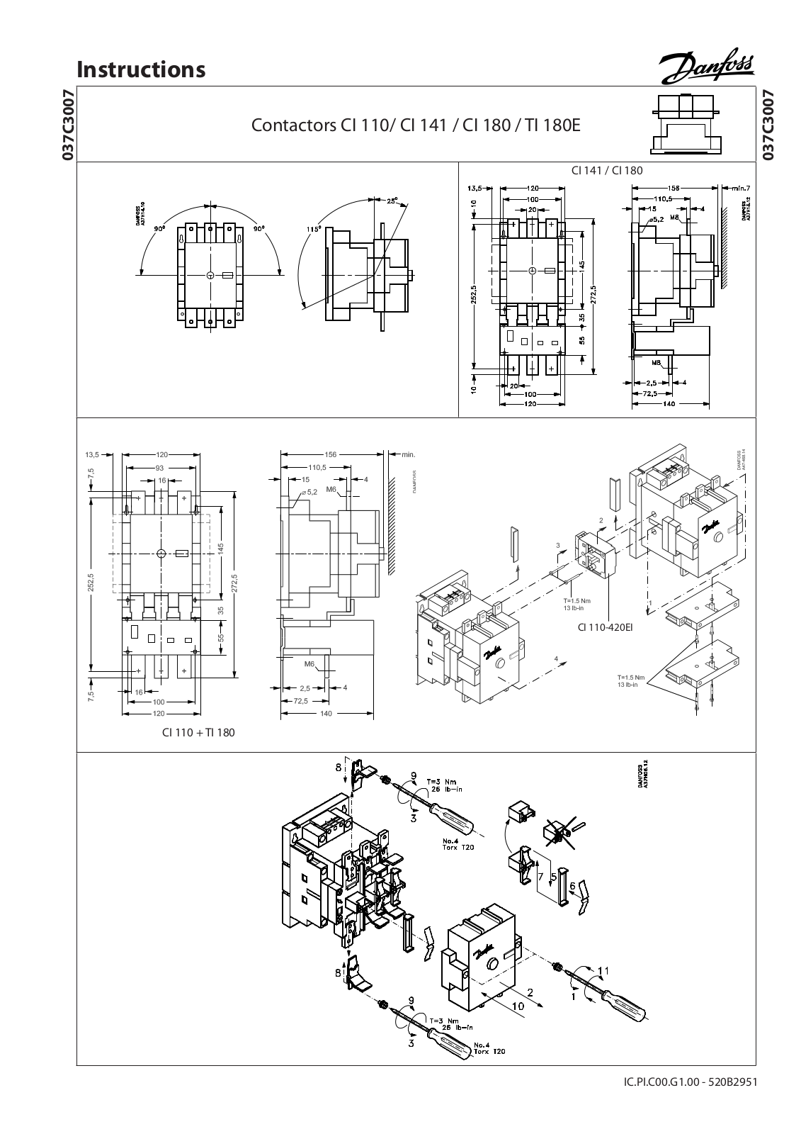 Danfoss CI 110, CI 141, CI 180, TI 180E Installation guide