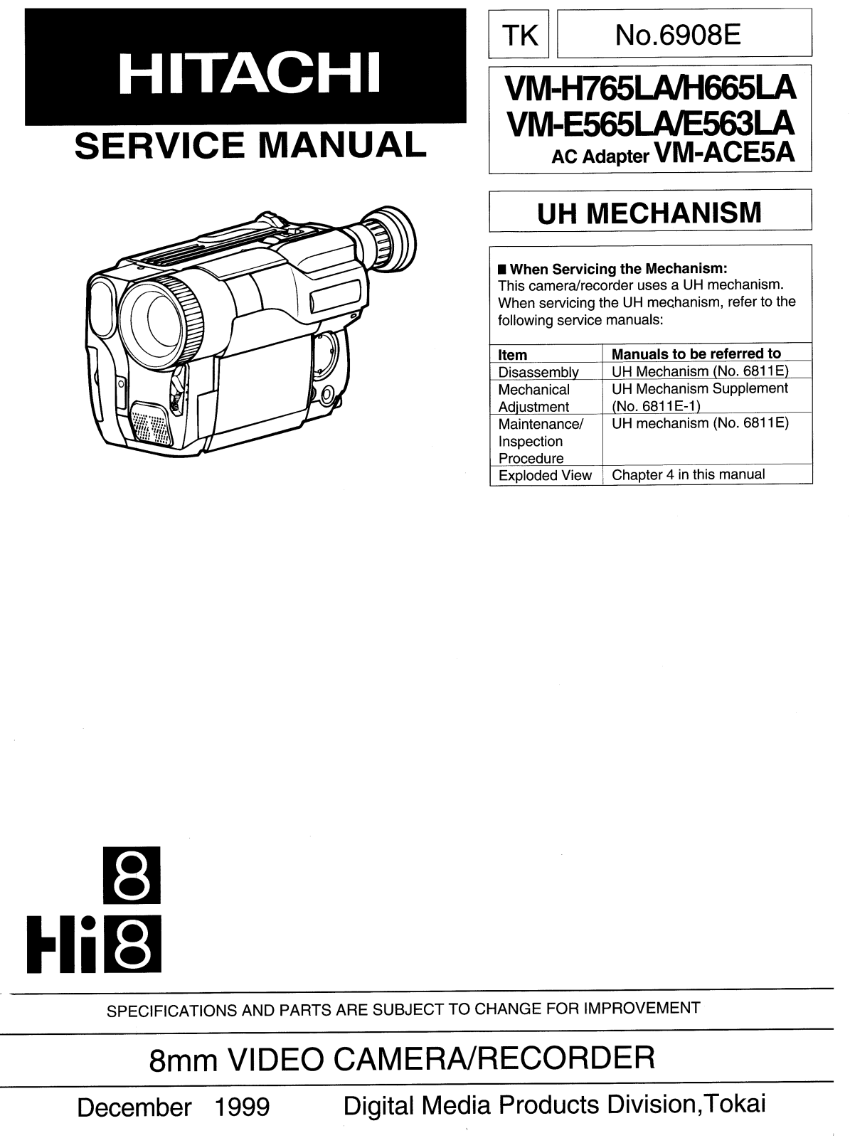 Hitachi VM-H765LA Service Manual