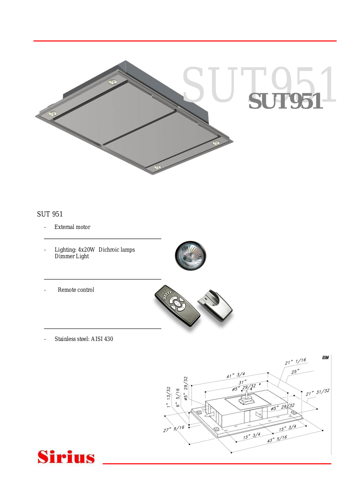 Sirius SUT951 Data Sheet