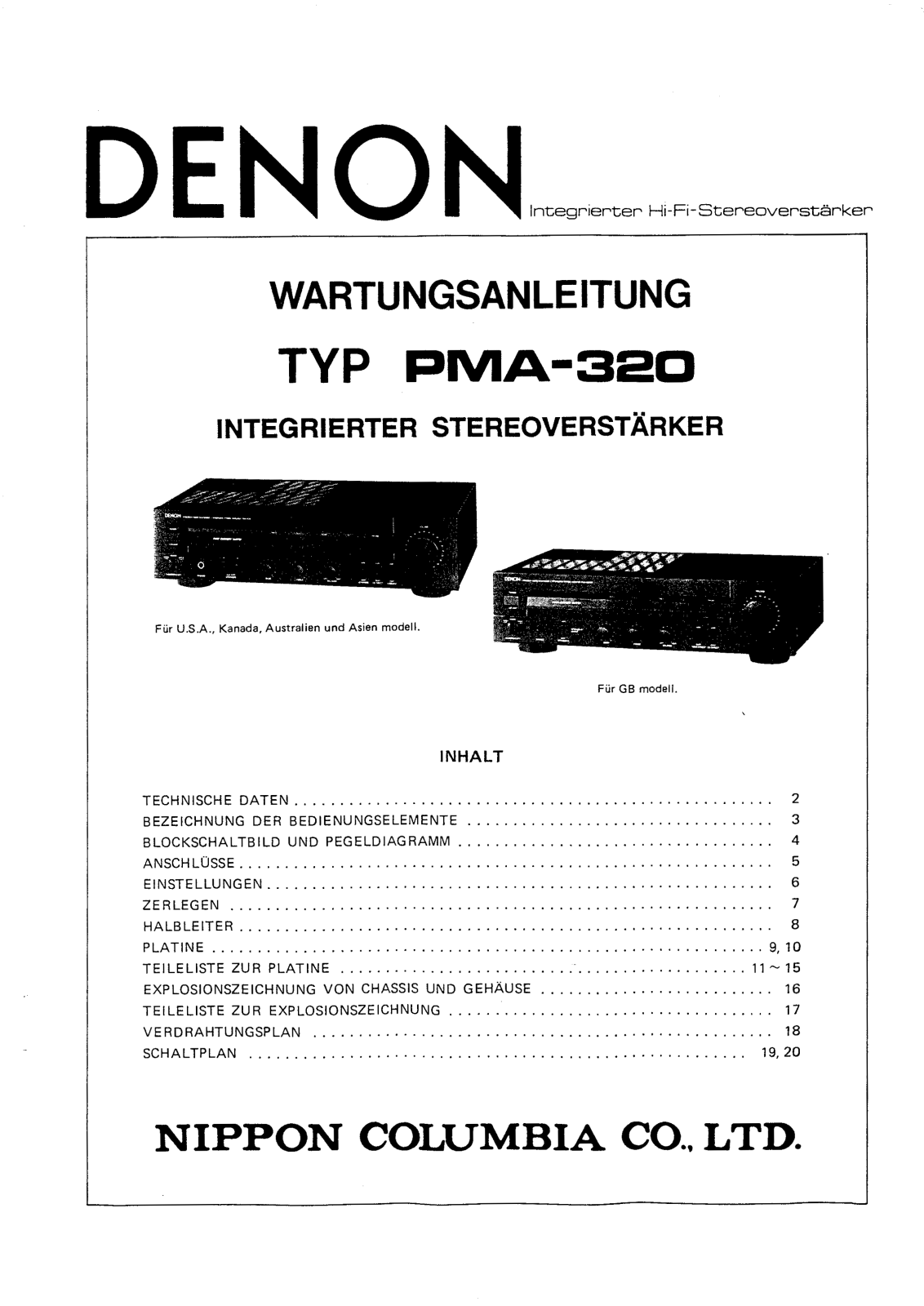 Denon PMA-320 Service Manual