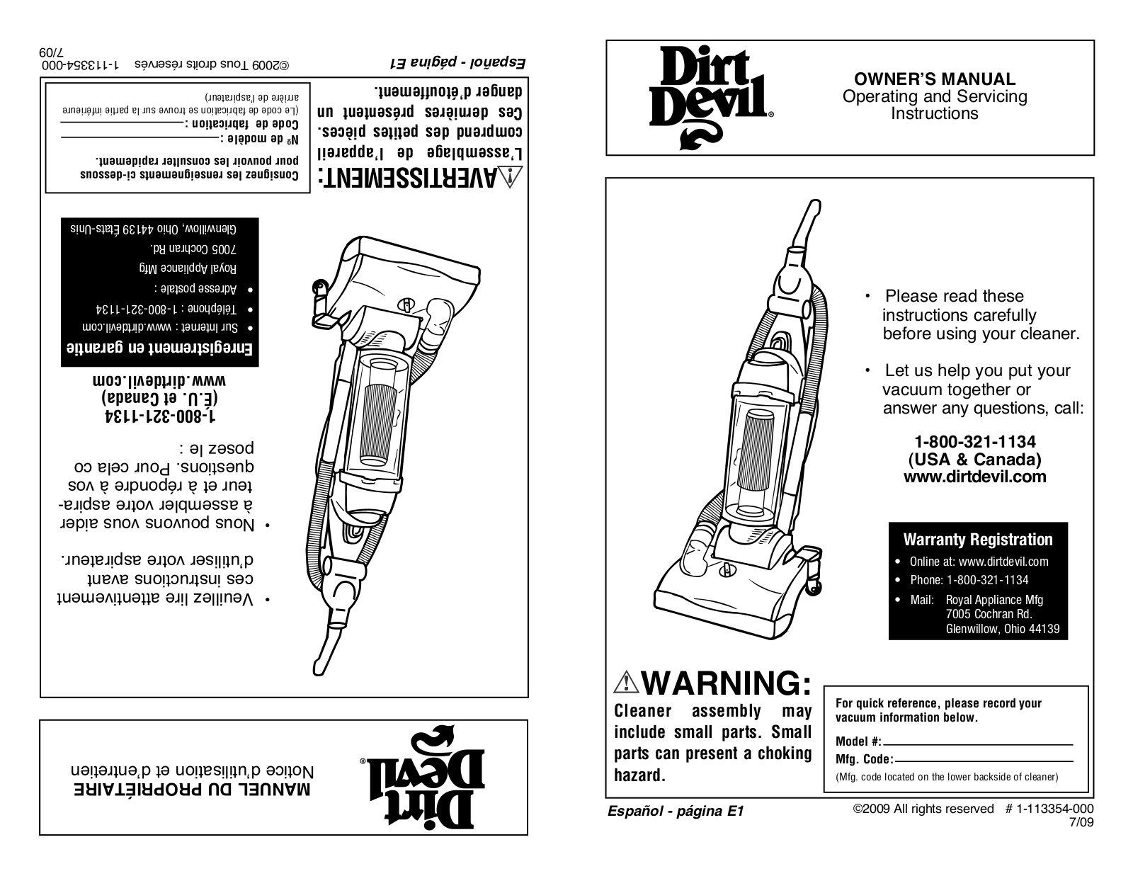 Dirt Devil 1-113354-000, UD40235B, UD40235HD, UD40235DI, UD40235 User Manual