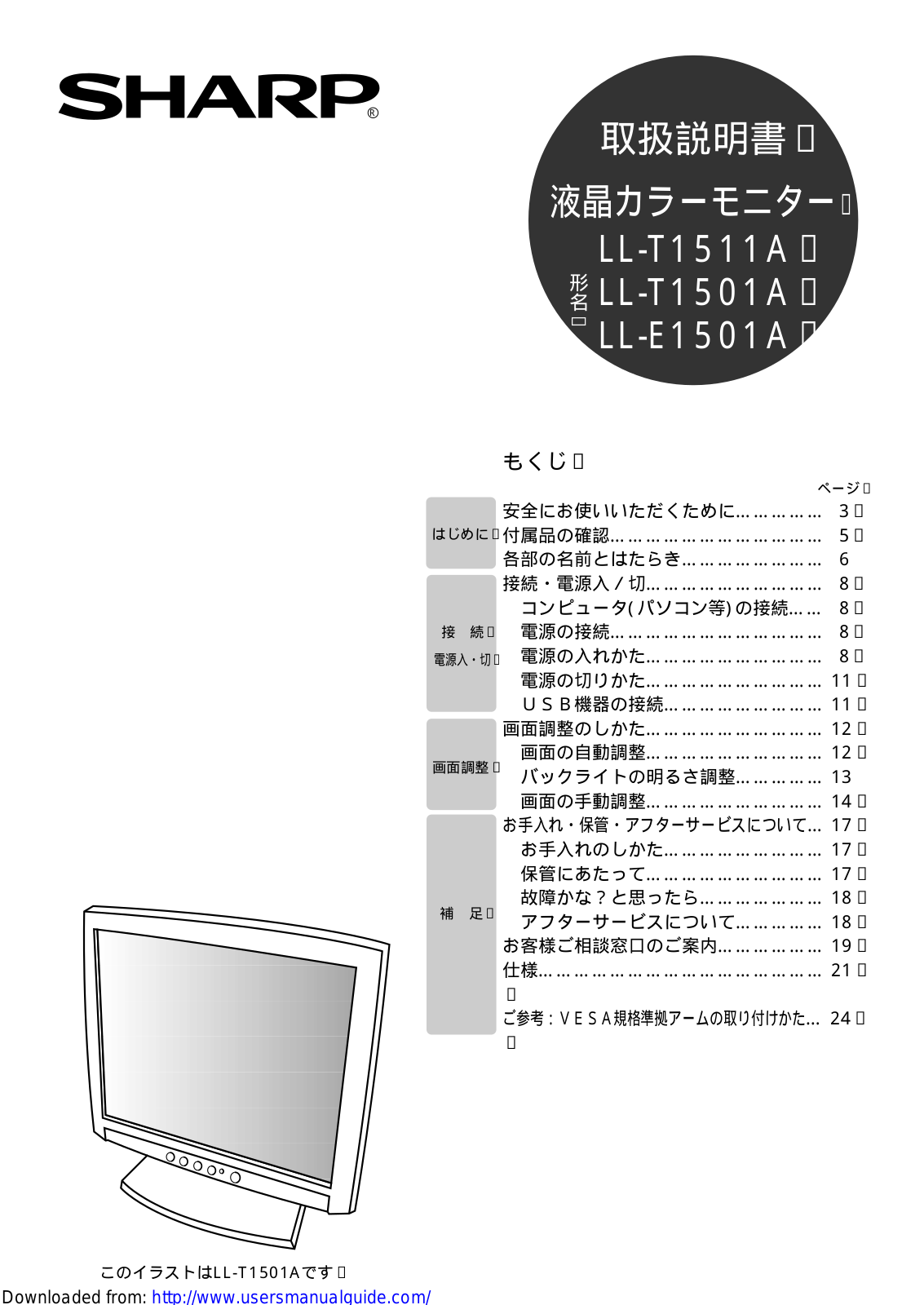 SHARP LL-T/E1501A/1511A User Manual