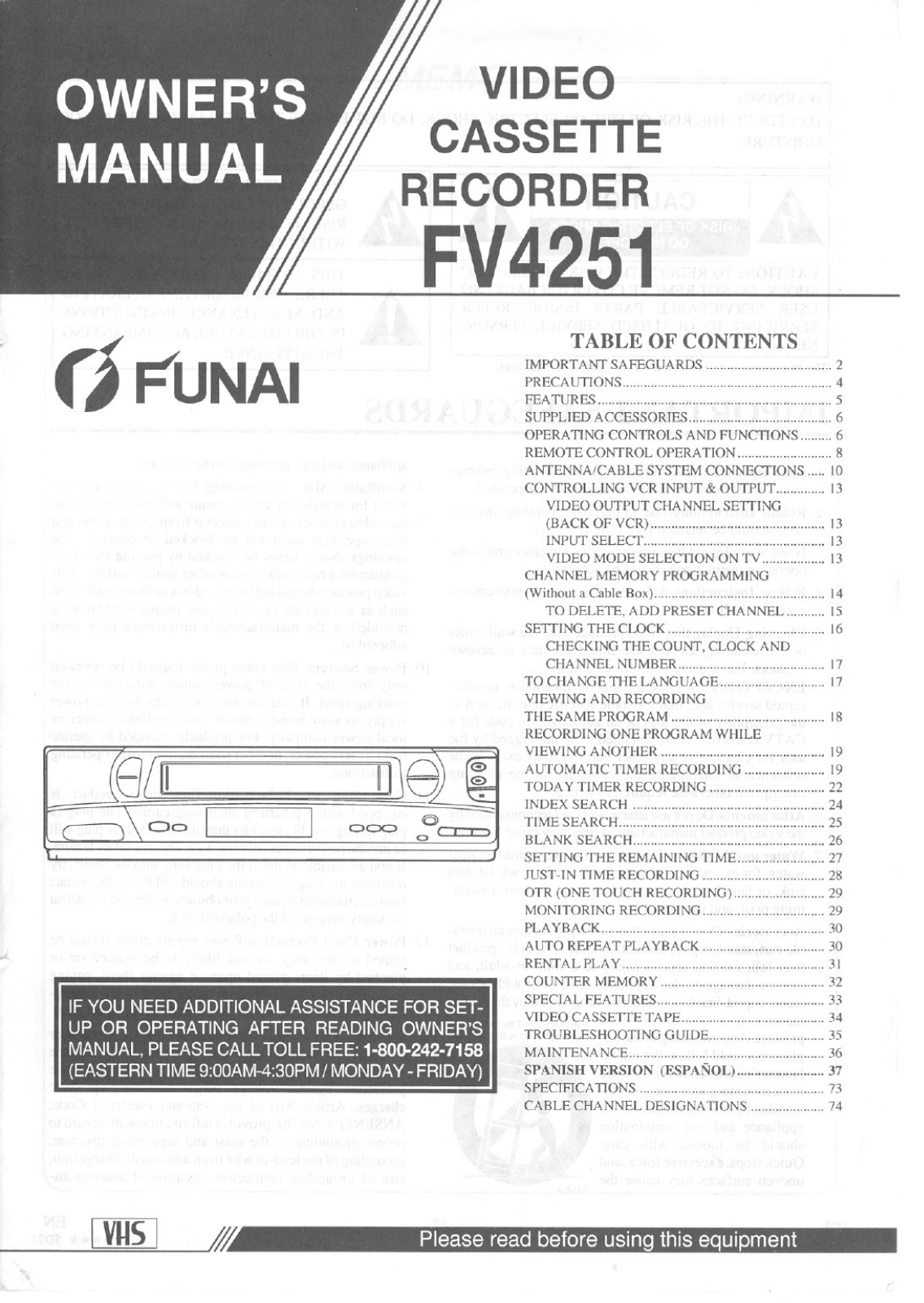 FUNAI FV4251 User Manual