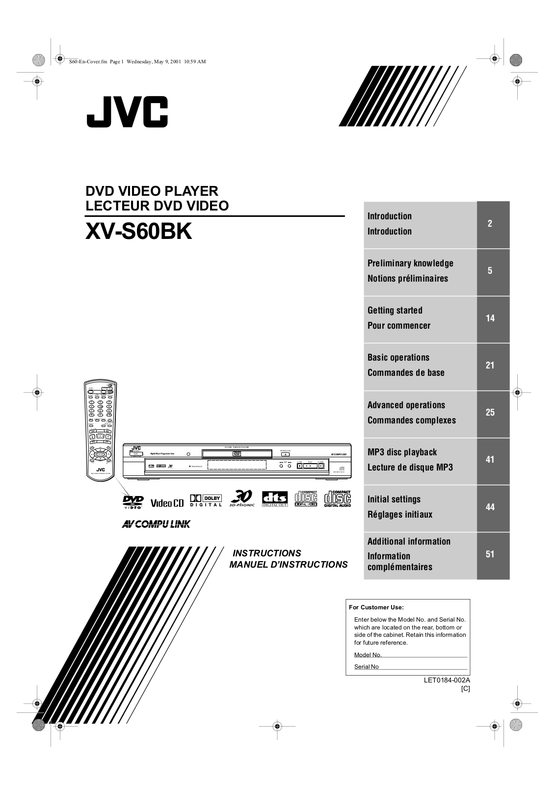 JVC XV-S60 User Manual